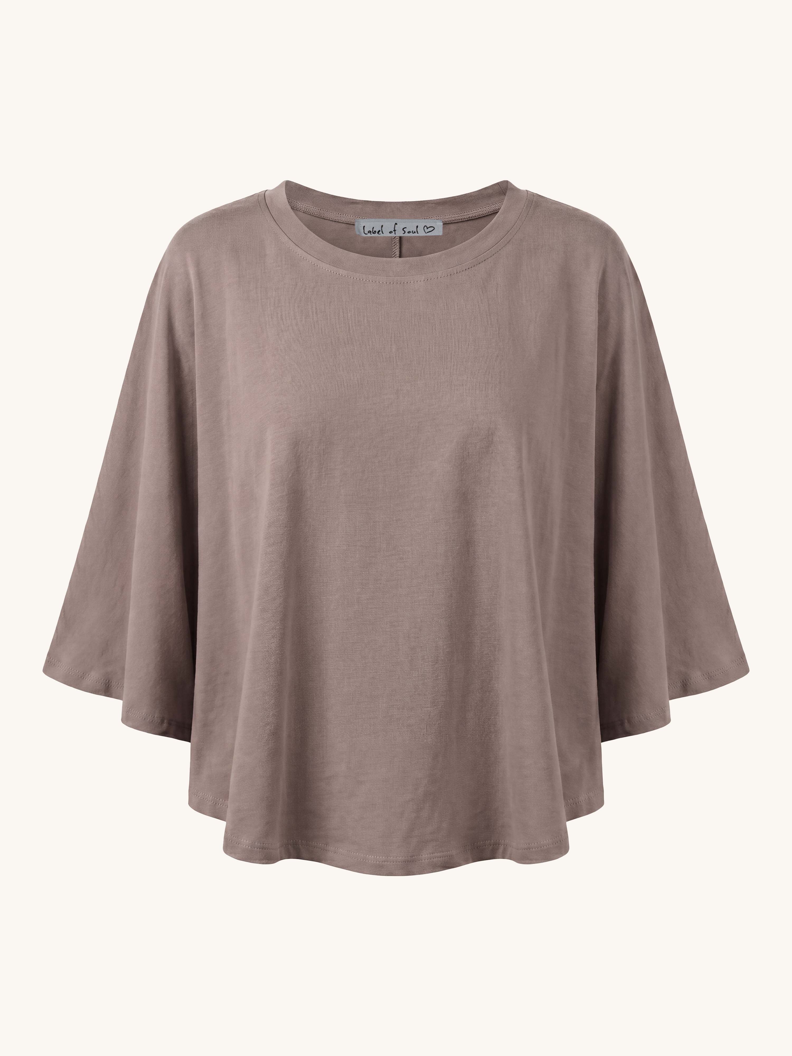 Basic Oversize Kurzarm Poncho Shirt - Taupe