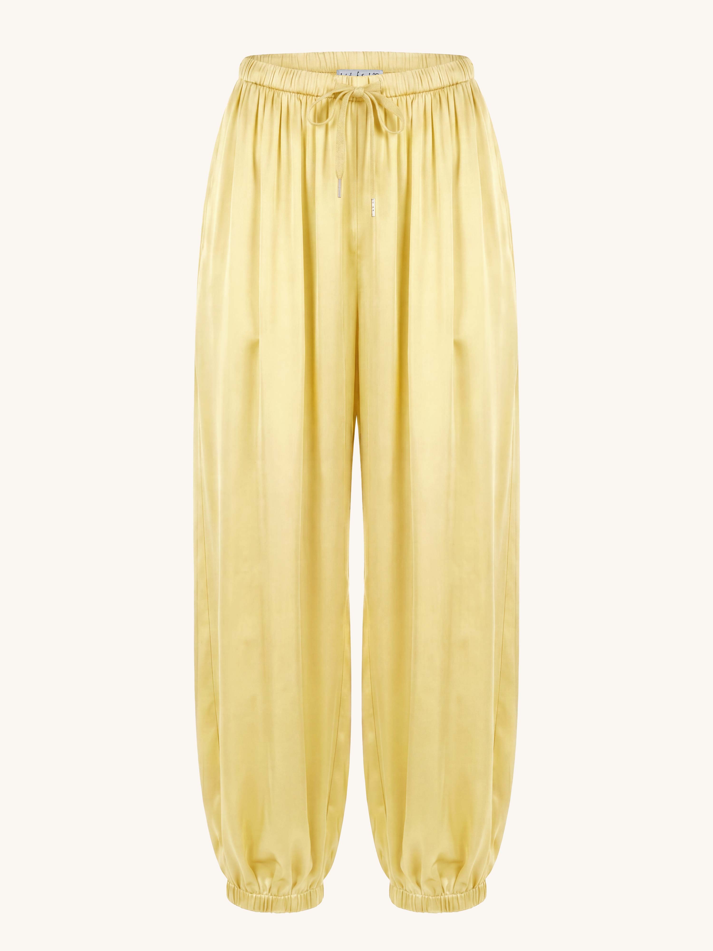 Viskose Palazzo Hose mit Bund - ELEGANCE - Butter Yellow