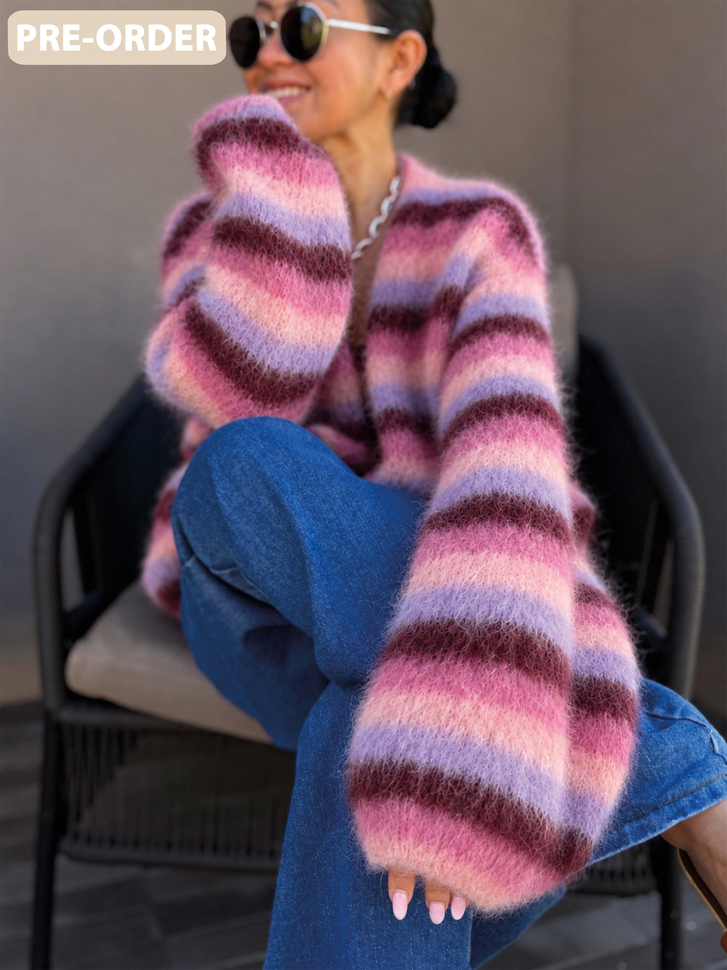 Oversize Cardigan - FLUFFY - Berry Mix