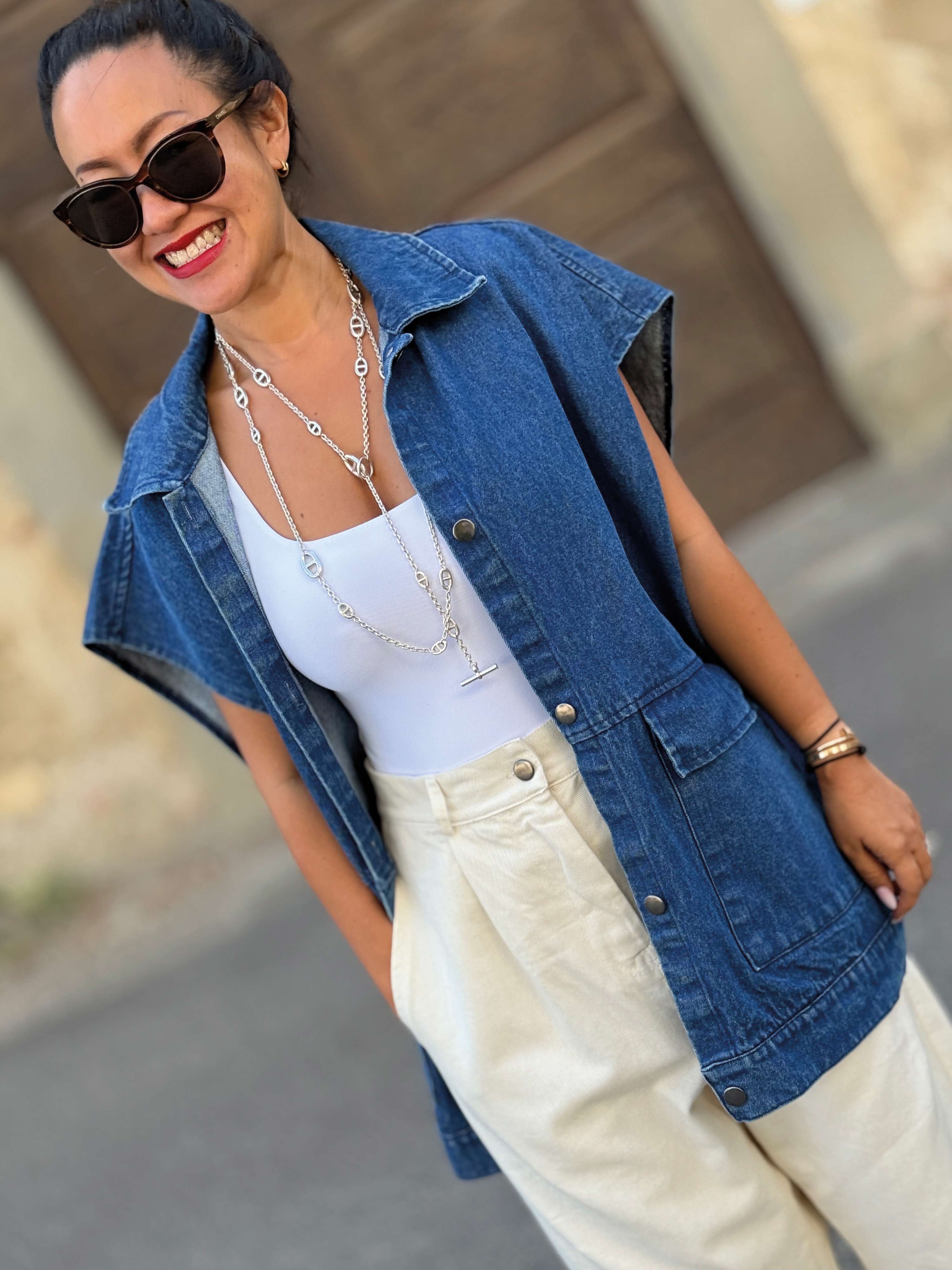 Denim Kurzarm Weste - Denim Blue Denim Kurzarm Weste - Denim Blue