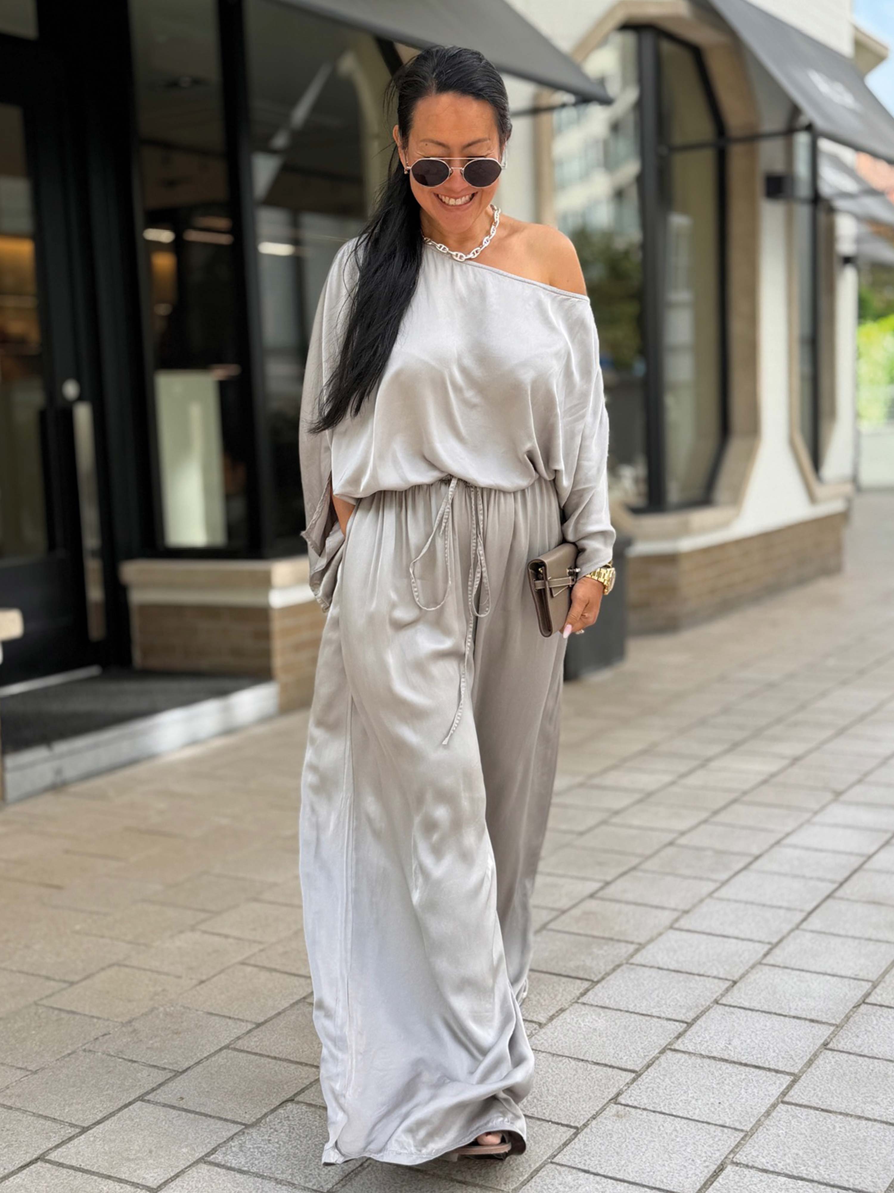 Viskose Palazzo Hose - ELEGANCE - Taupe