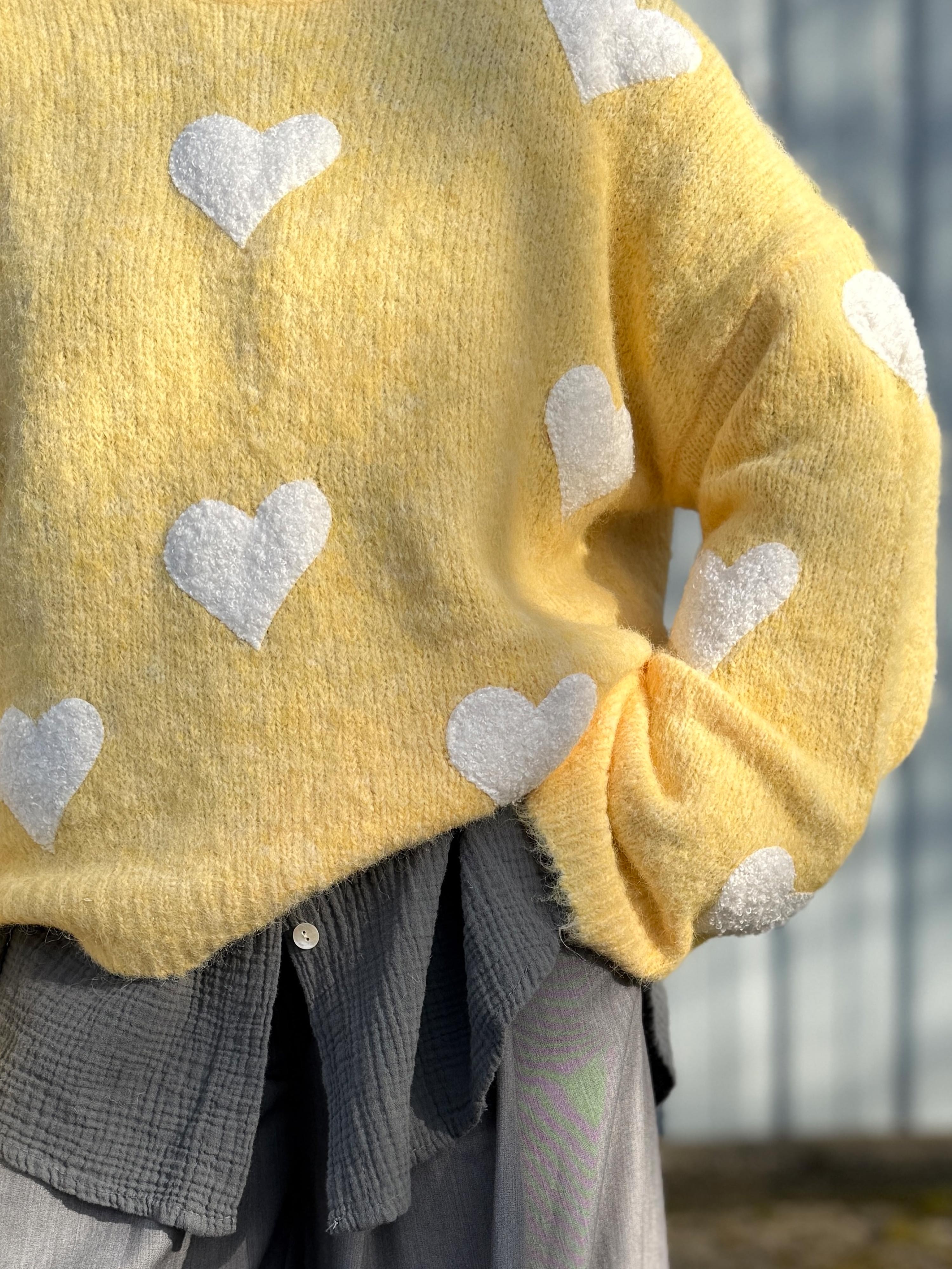 Strickpullover - AMORE - Gelb/Creme Strickpullover - AMORE - Gelb/Creme