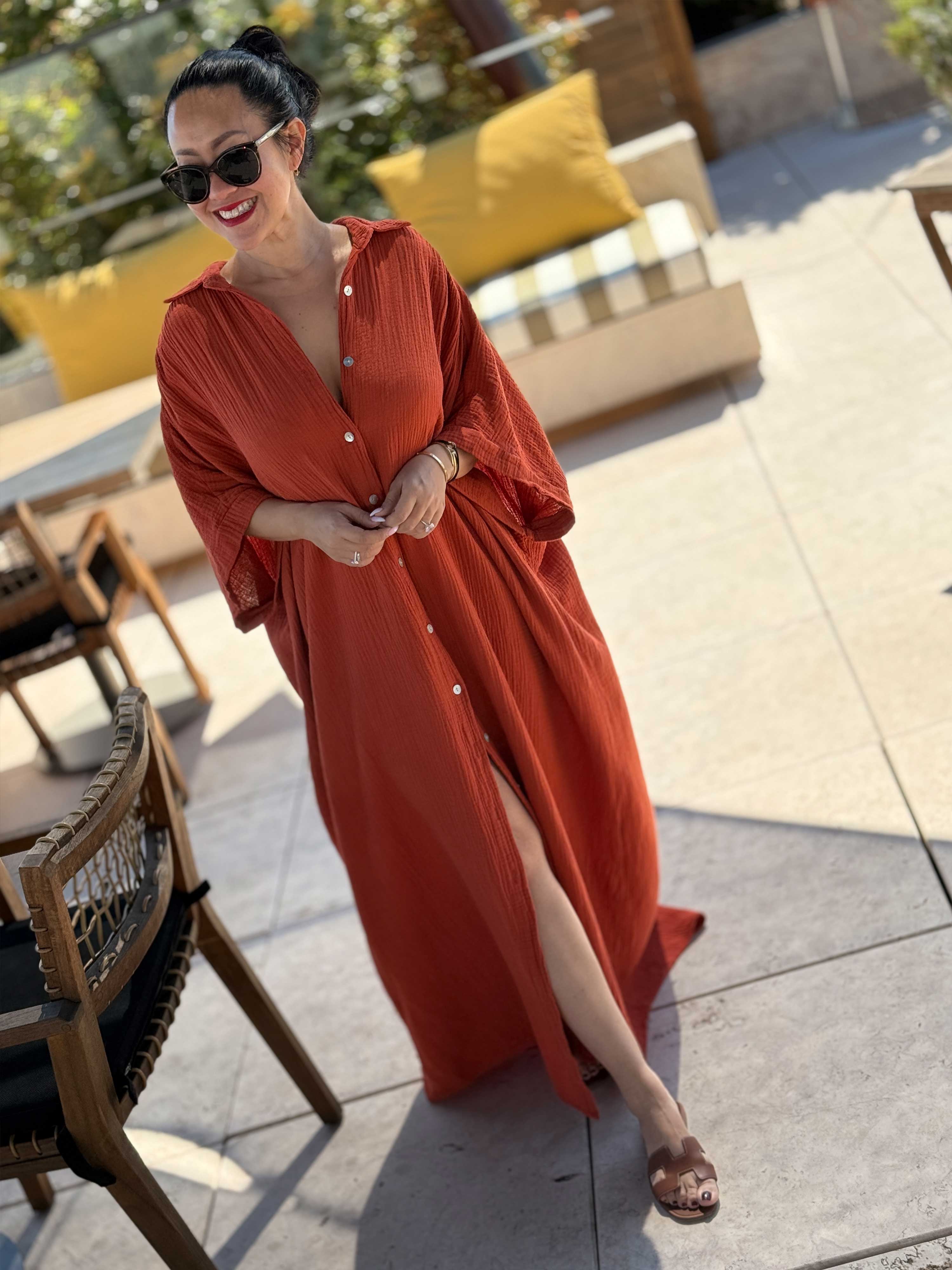 Musselin Oversize Kurzarm Blusenkleid - CAPRI - Pumpkin Musselin Oversize Kurzarm Blusenkleid - CAPRI - Pumpkin