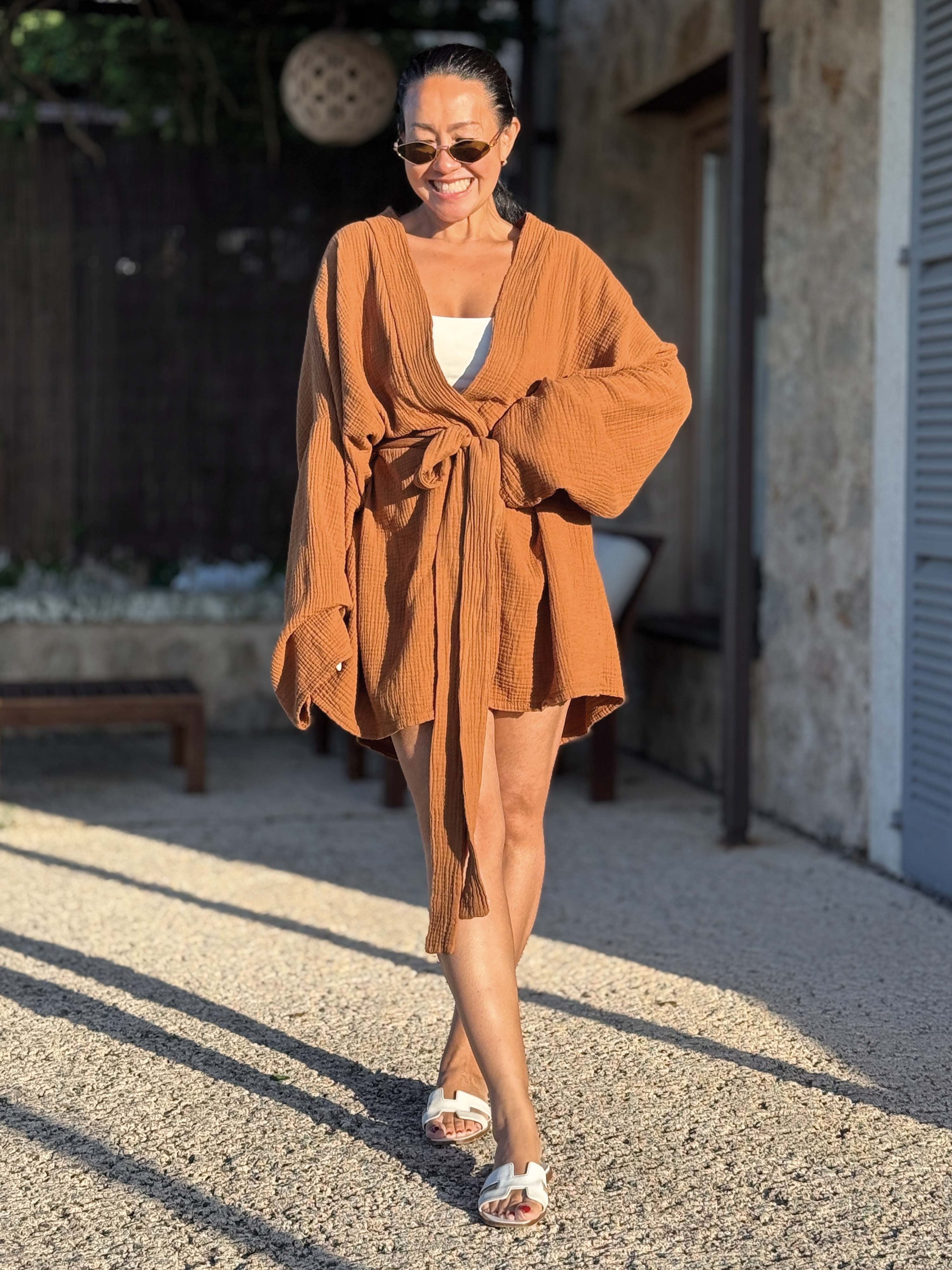 Musselin Wickel Kimono Jacke - NAMASTE - Cinnamon
