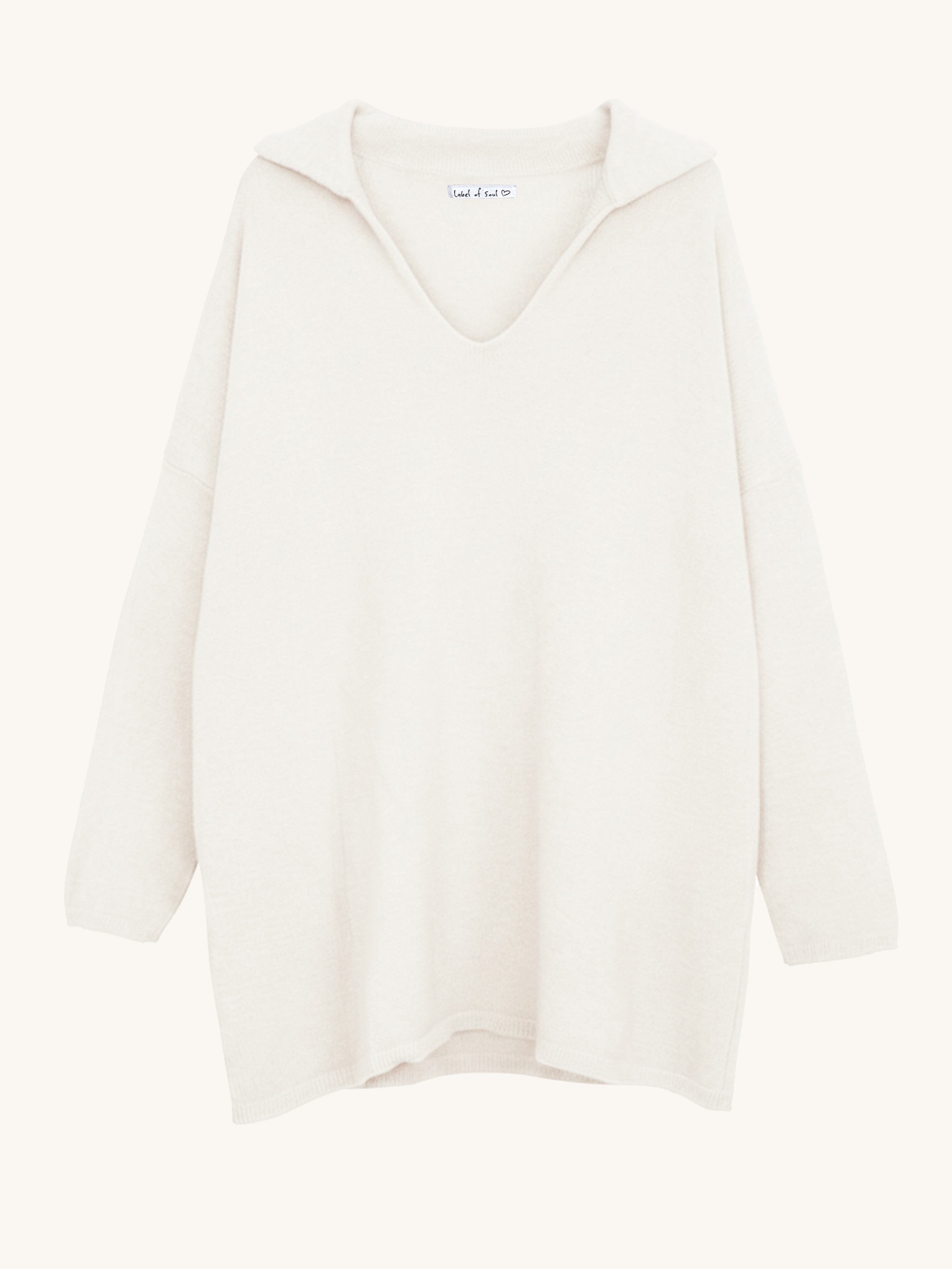 Viskose Pullover mit Kragen - Creme Viskose Pullover mit Kragen - Creme