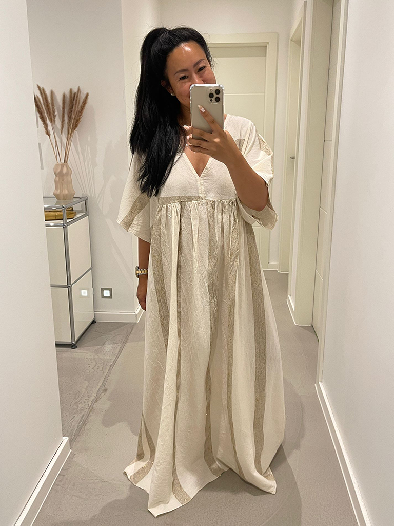 Sommer Maxikleid Bohemian - Beige/Gold