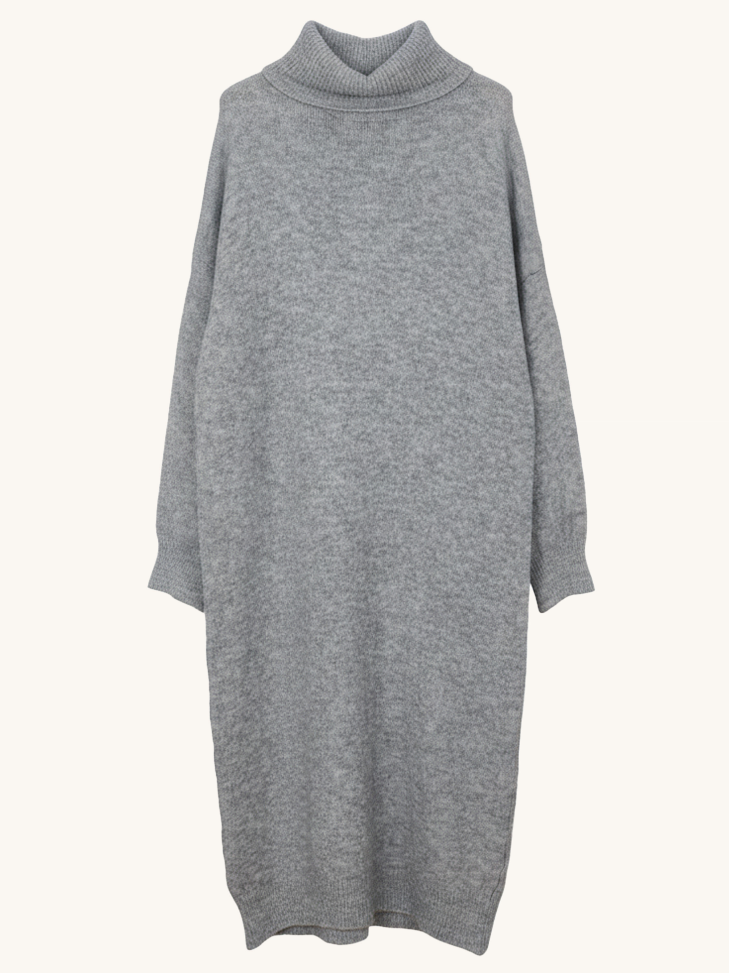 Oversize Strickkleid mit Rollkragen - Grau