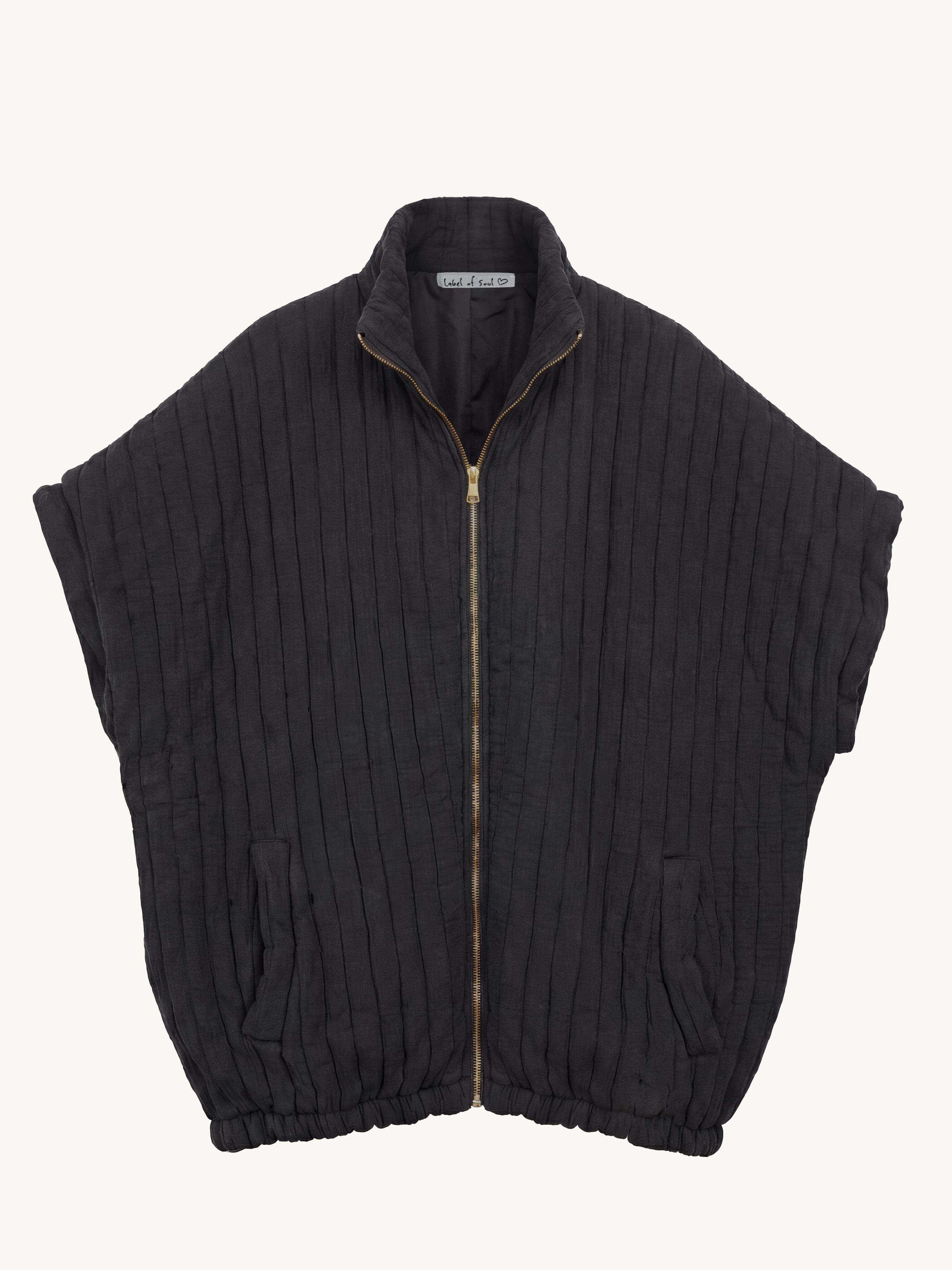 Gesteppte Musselin Weste - Schwarz