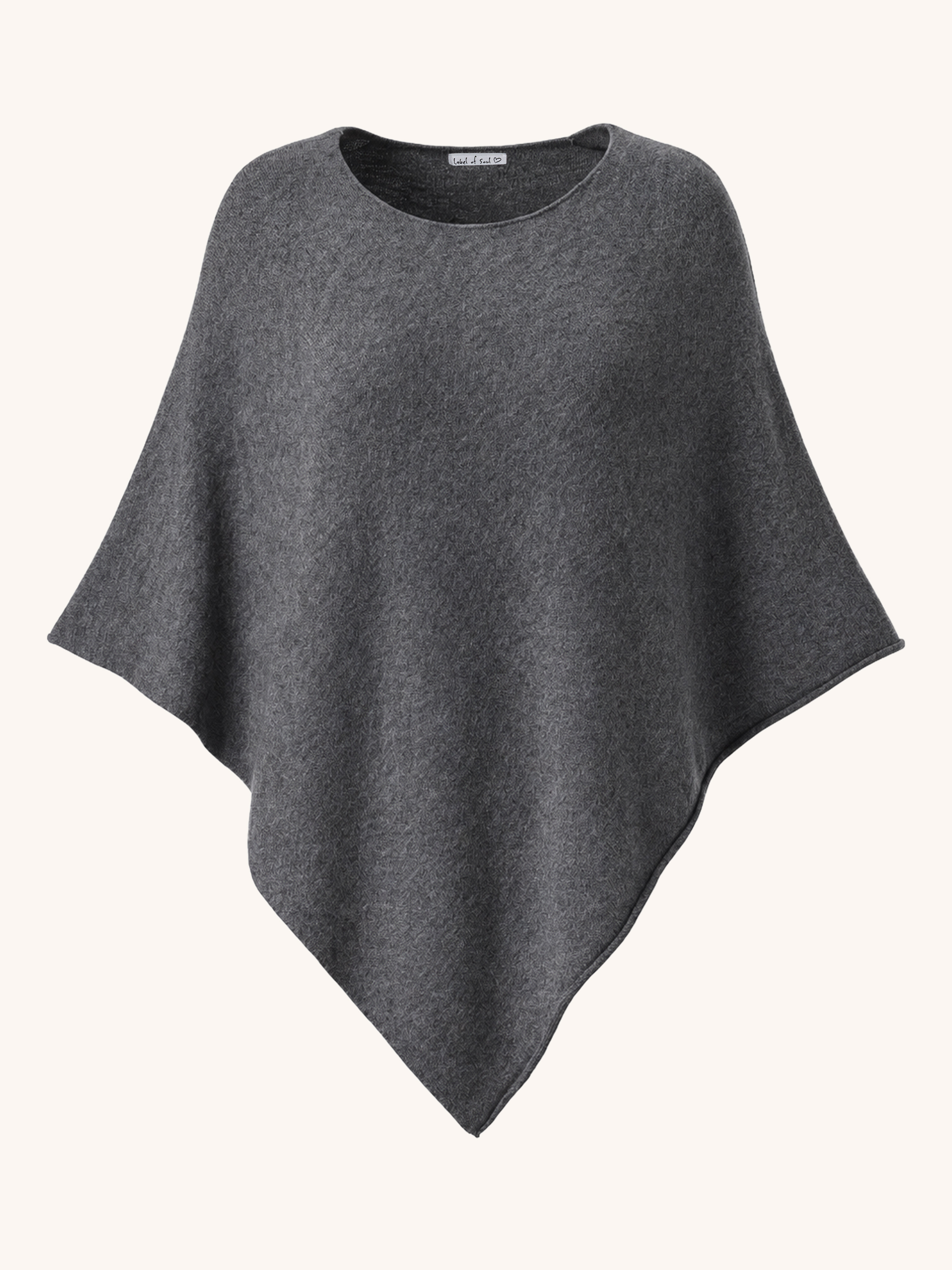 Oversize Viskose Strick Poncho Cape - Anthrazit