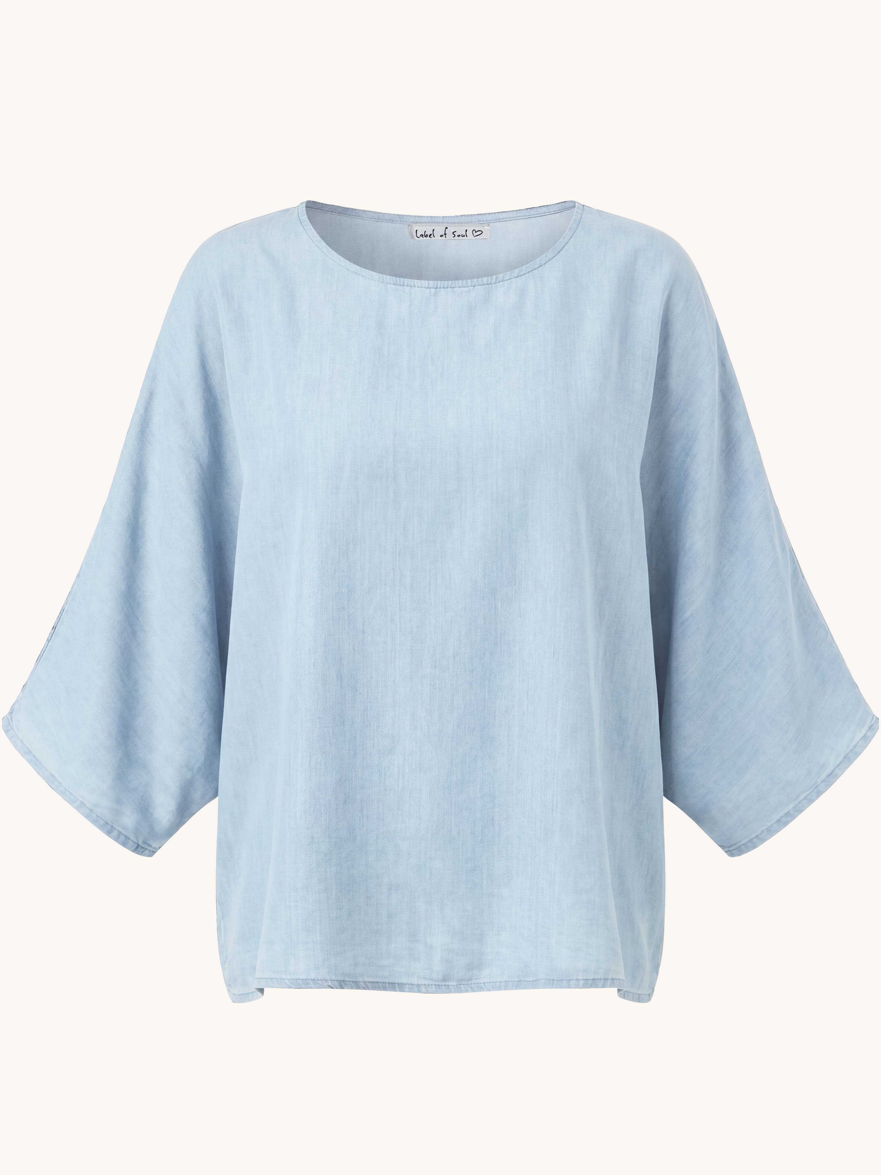Oversize Lyocell Poncho - ELEGANCE - Light Blue