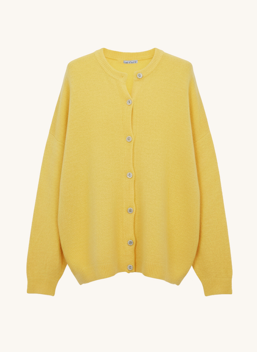 Strickjacke mit Alpakawollanteil - Gelb