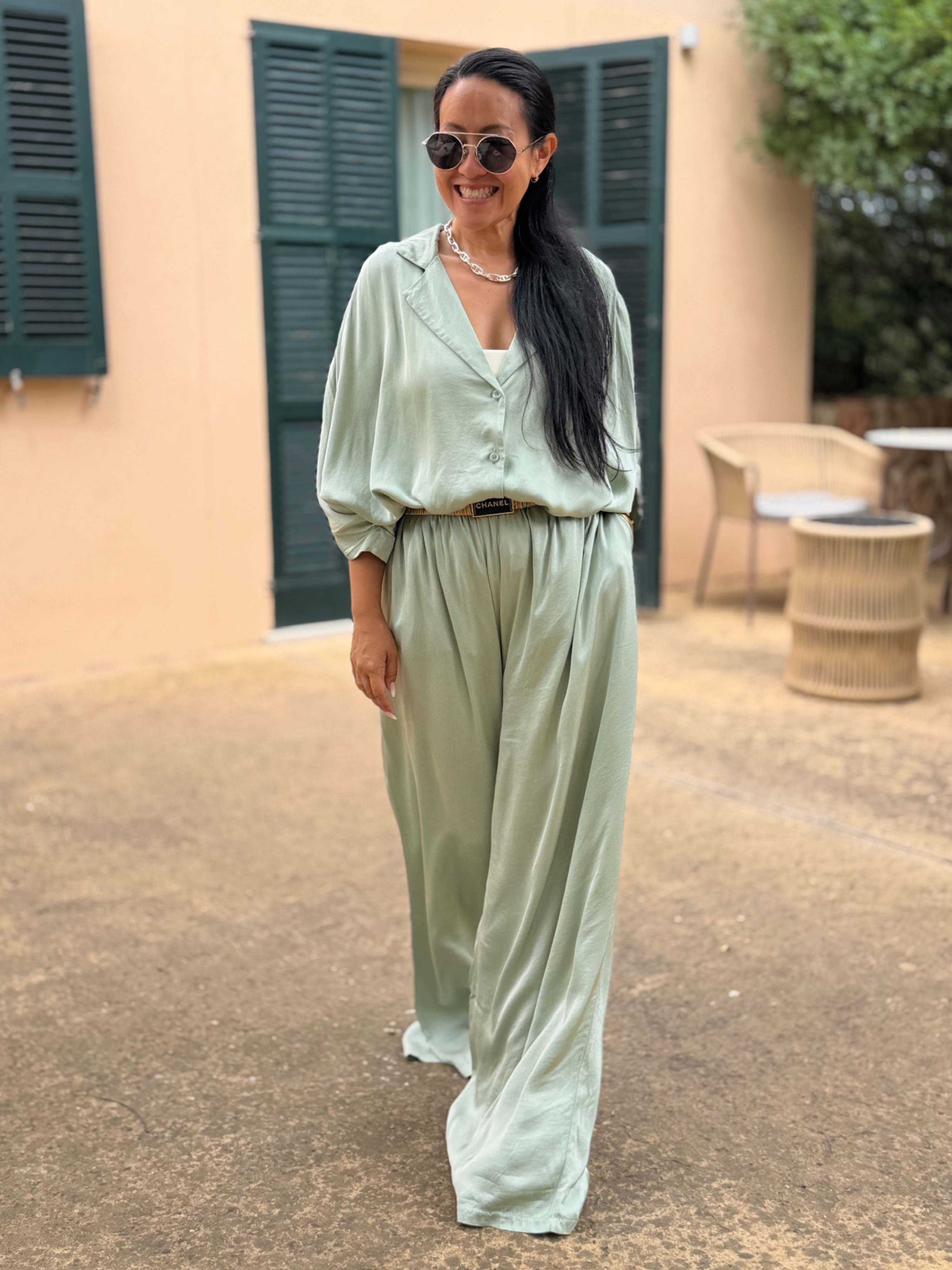 Viskose Palazzo Hose - ELEGANCE - Matcha