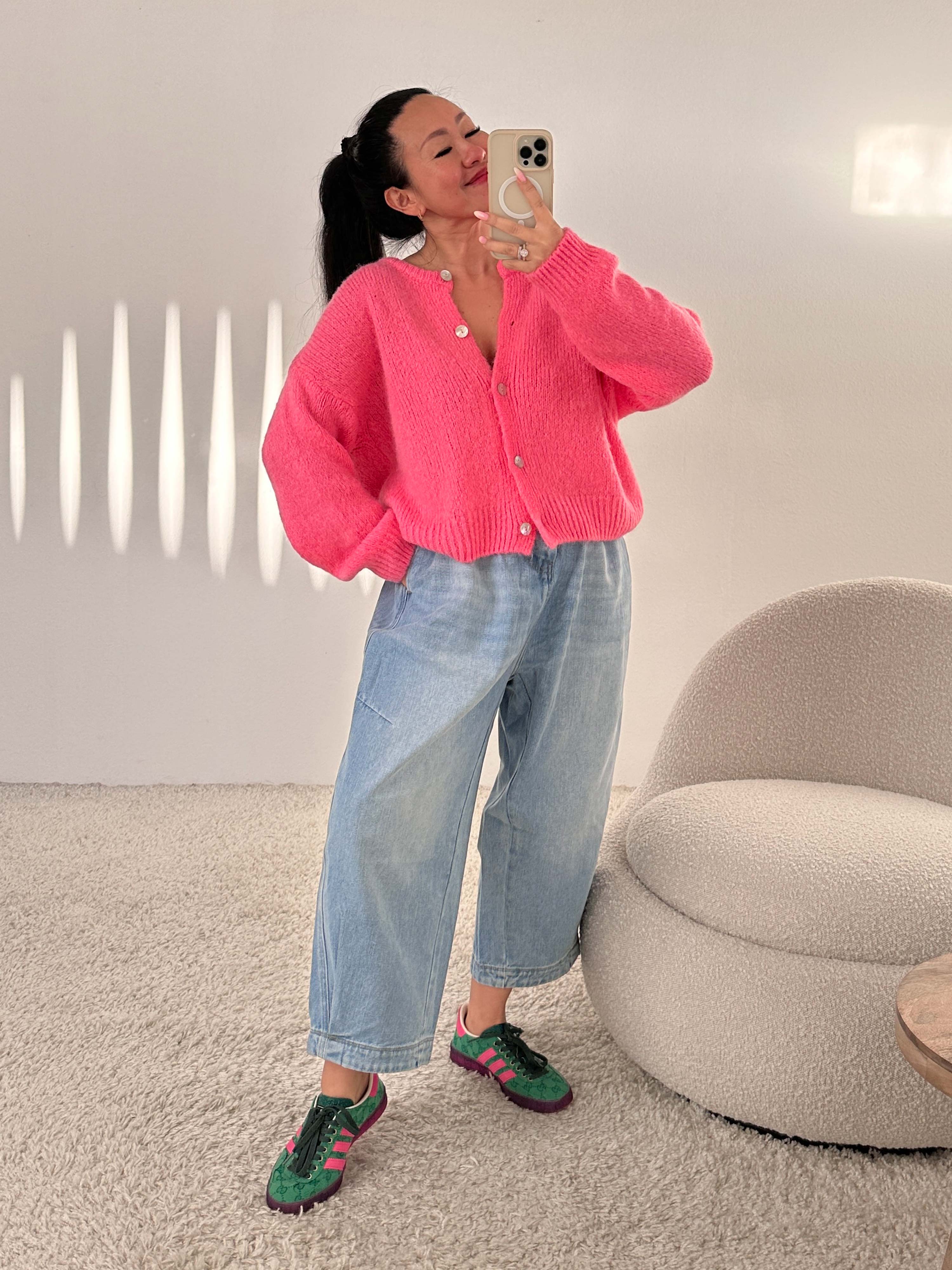 Strickjacke mit Baby-Alpakawollanteil - Bubblegum Strickjacke mit Baby-Alpakawollanteil - Bubblegum