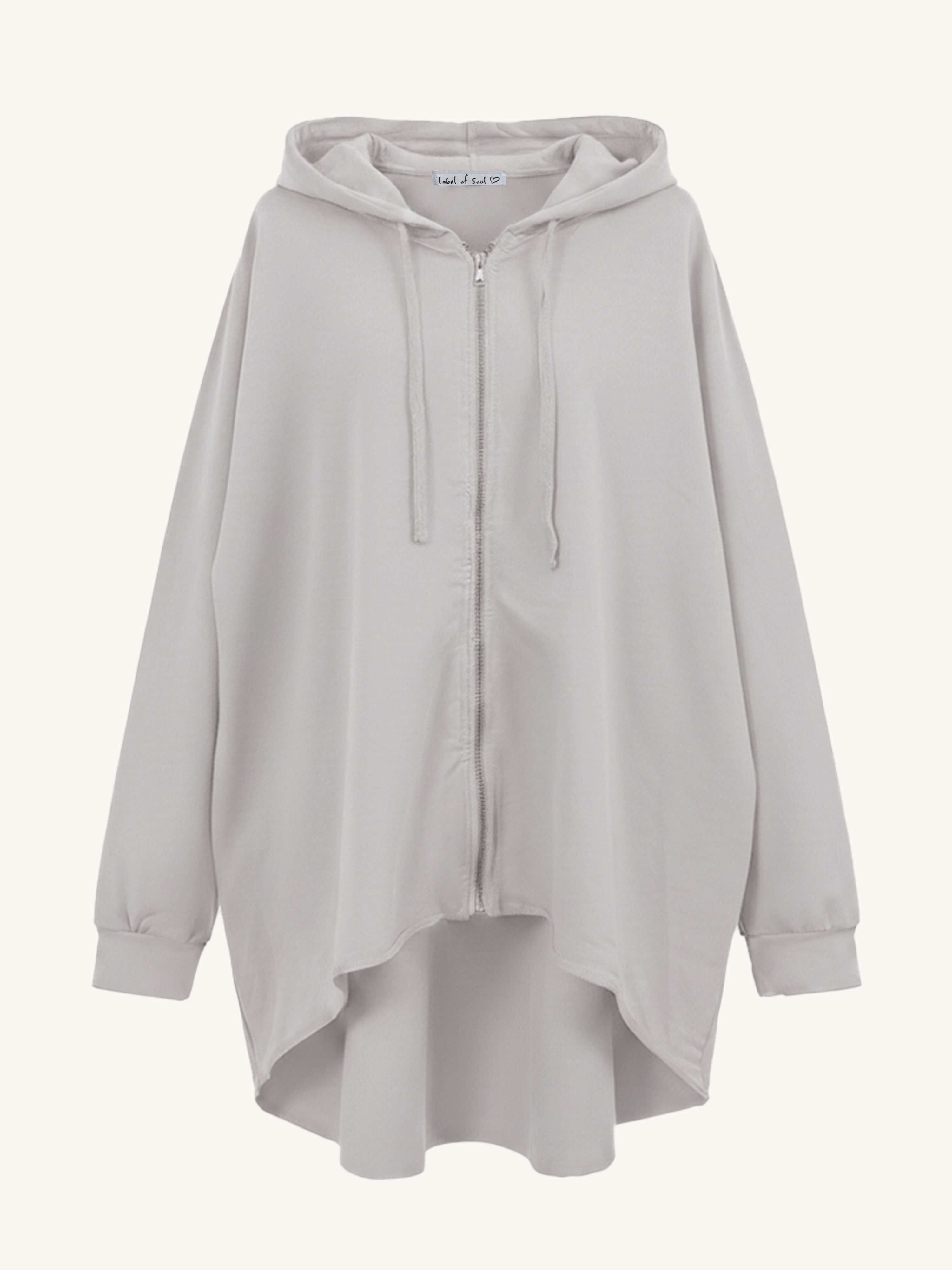 Oversize Vokuhila Sweatjacke - Taupe