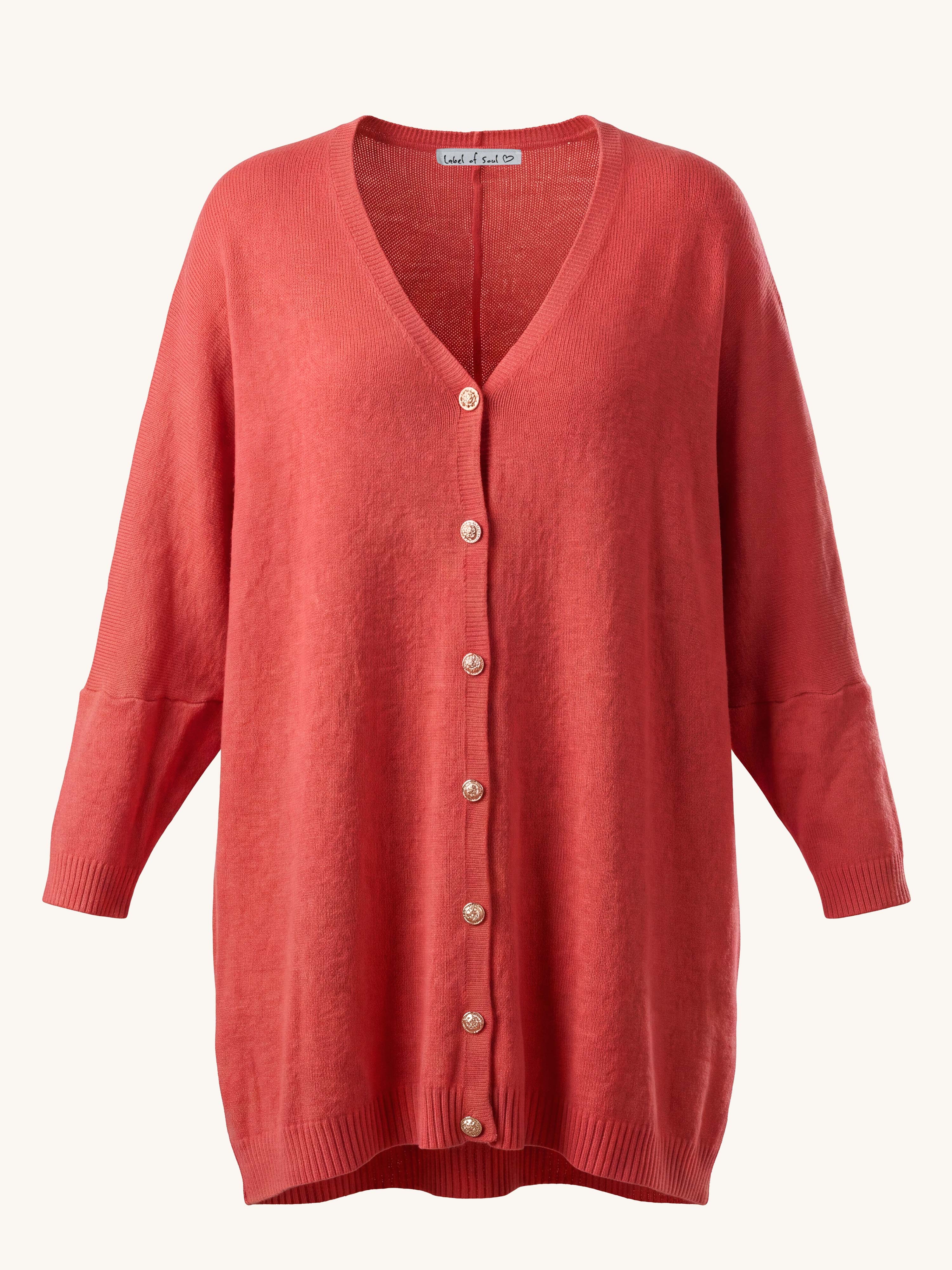 Oversize Viskose Cardigan CURVY - Rosewood
