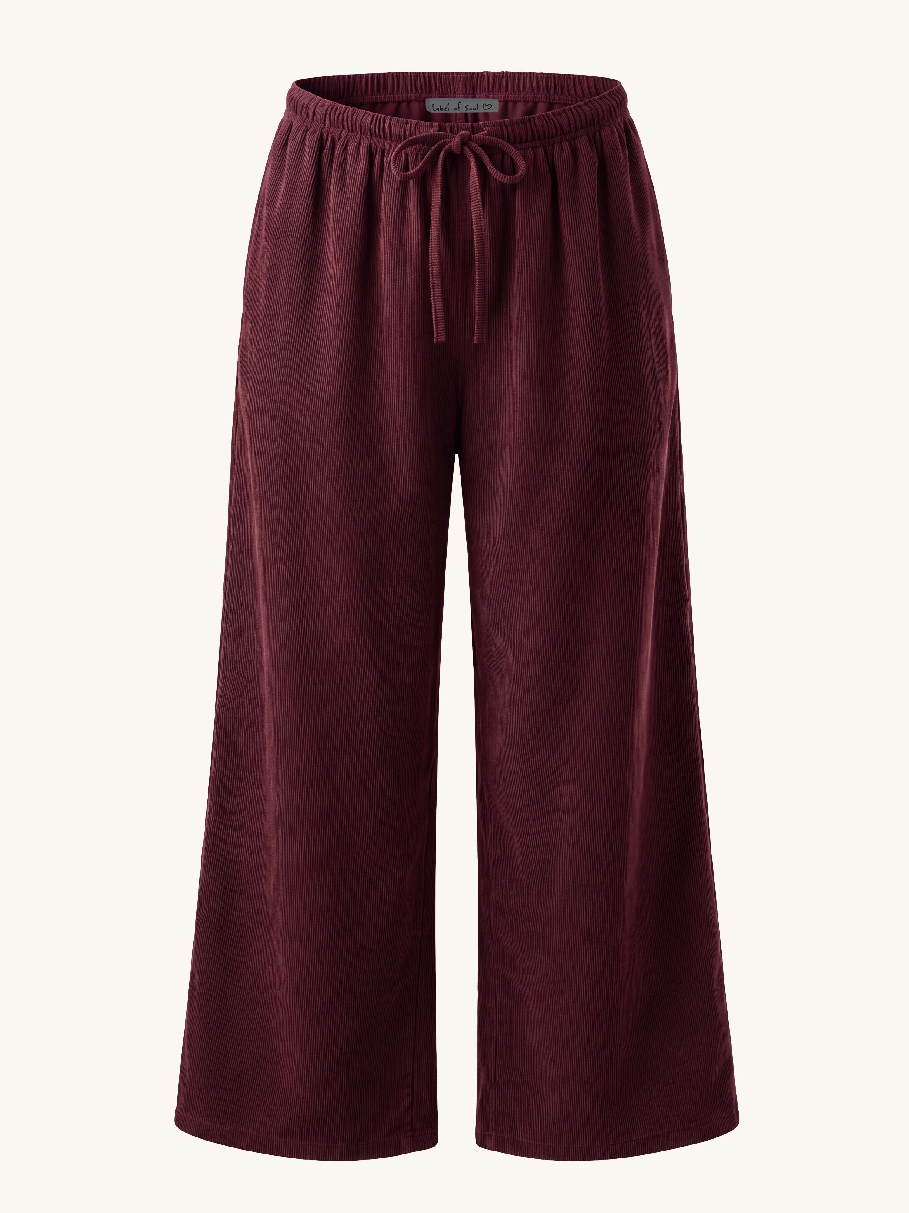 Feincord Palazzo Hose - REGULAR - Burgundy