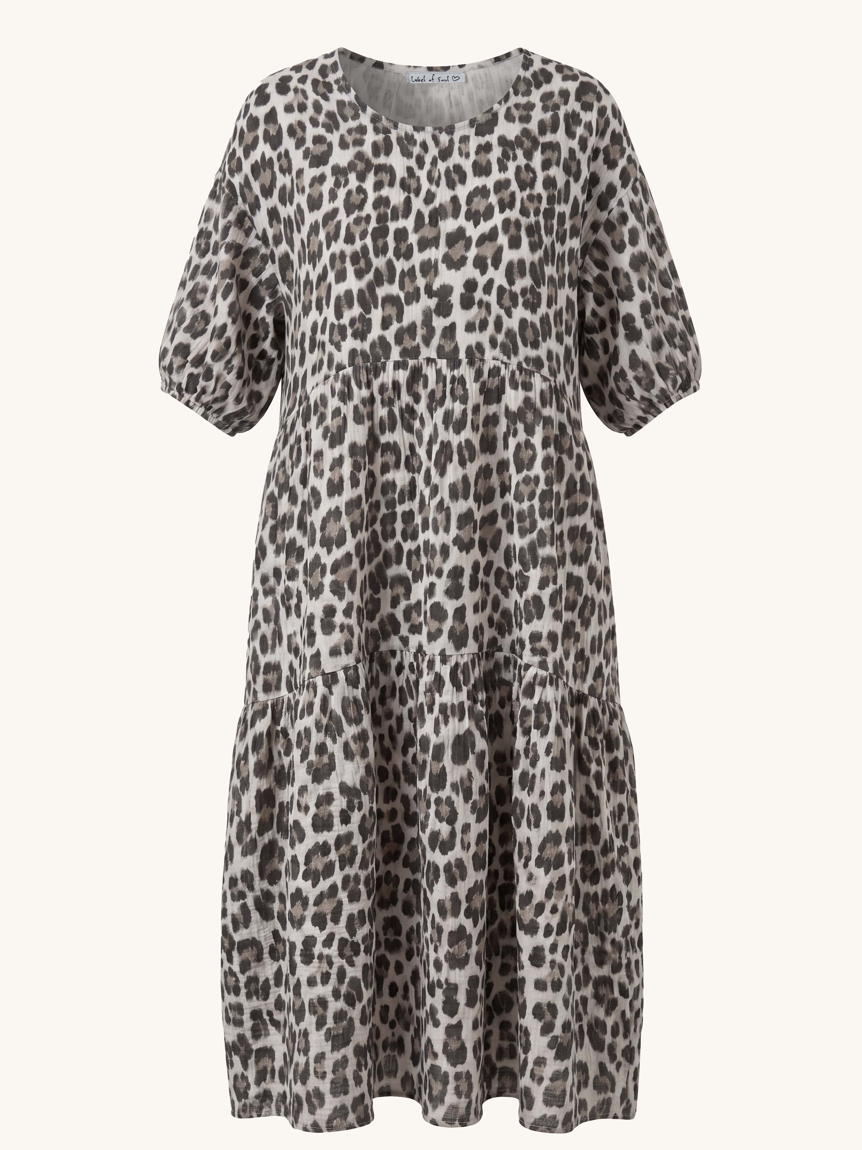 Oversize Musselin Kleid mit Rundhalsausschnitt - Leo Beige