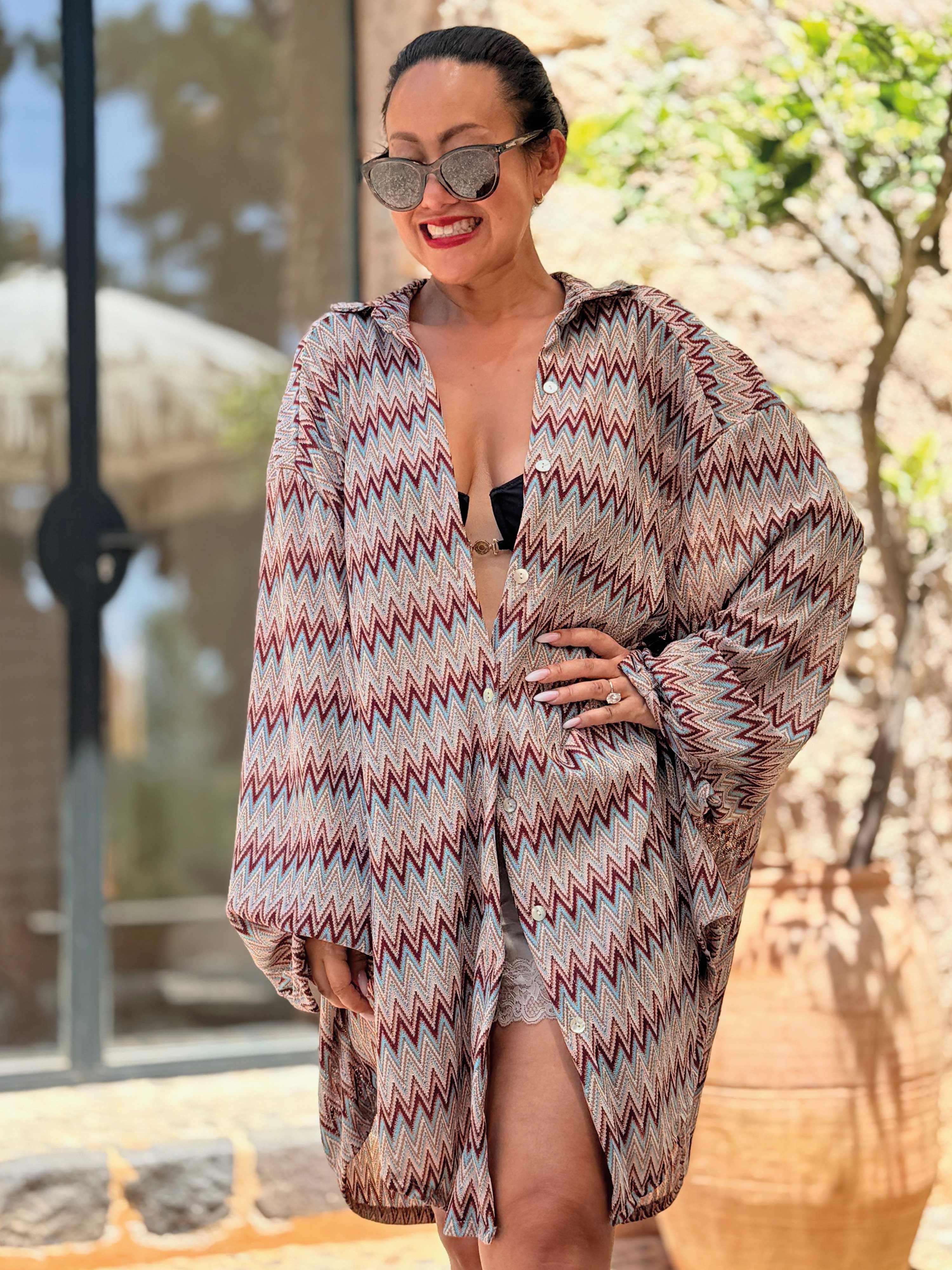 Long Oversize Bluse - IBIZA BREEZE - Burgundi
