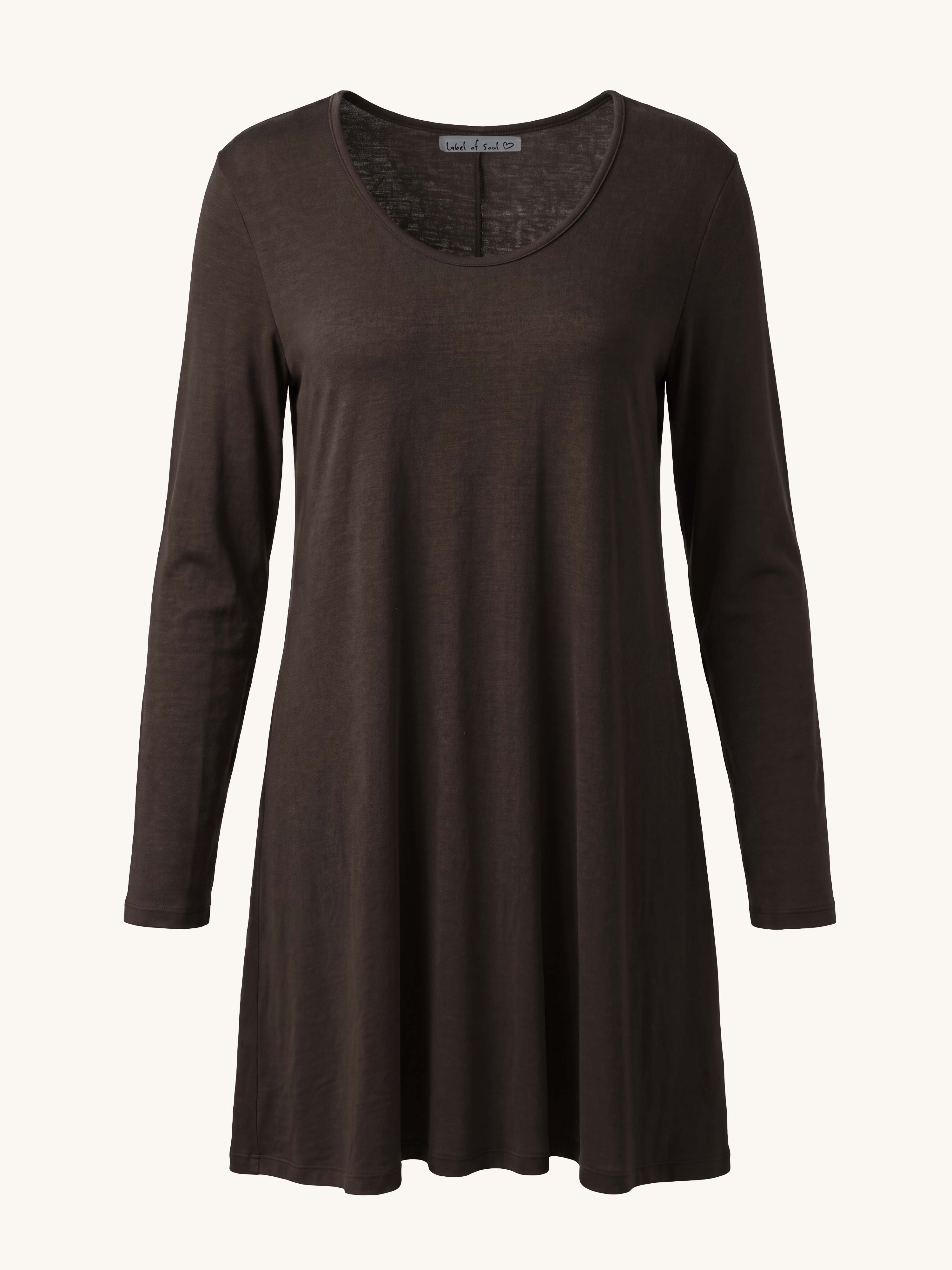 Basic Soft Longshirt in A-Linie - CURVY - Schoko