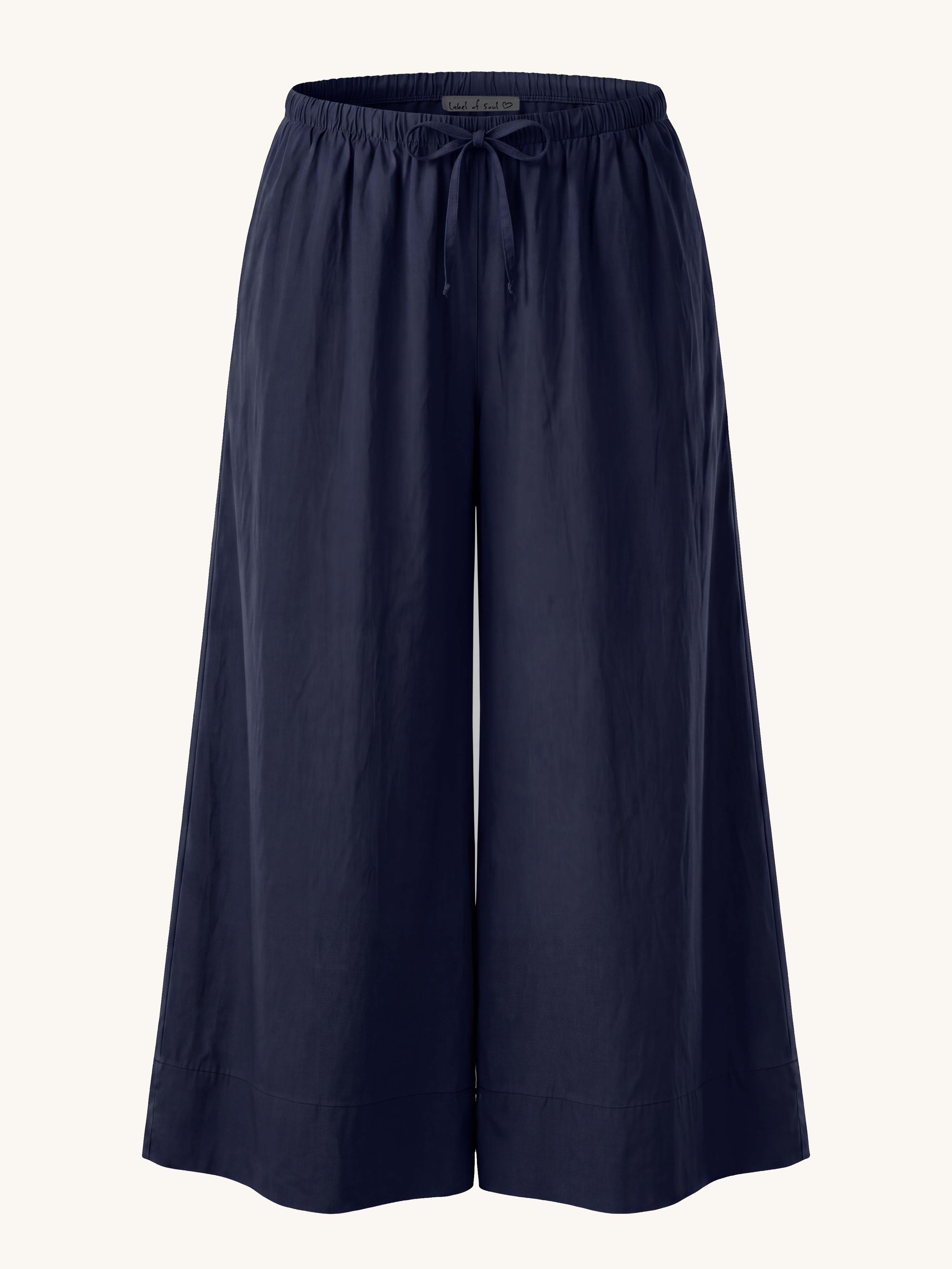 Basic Oversize Cotton Palazzo Hose - Navy