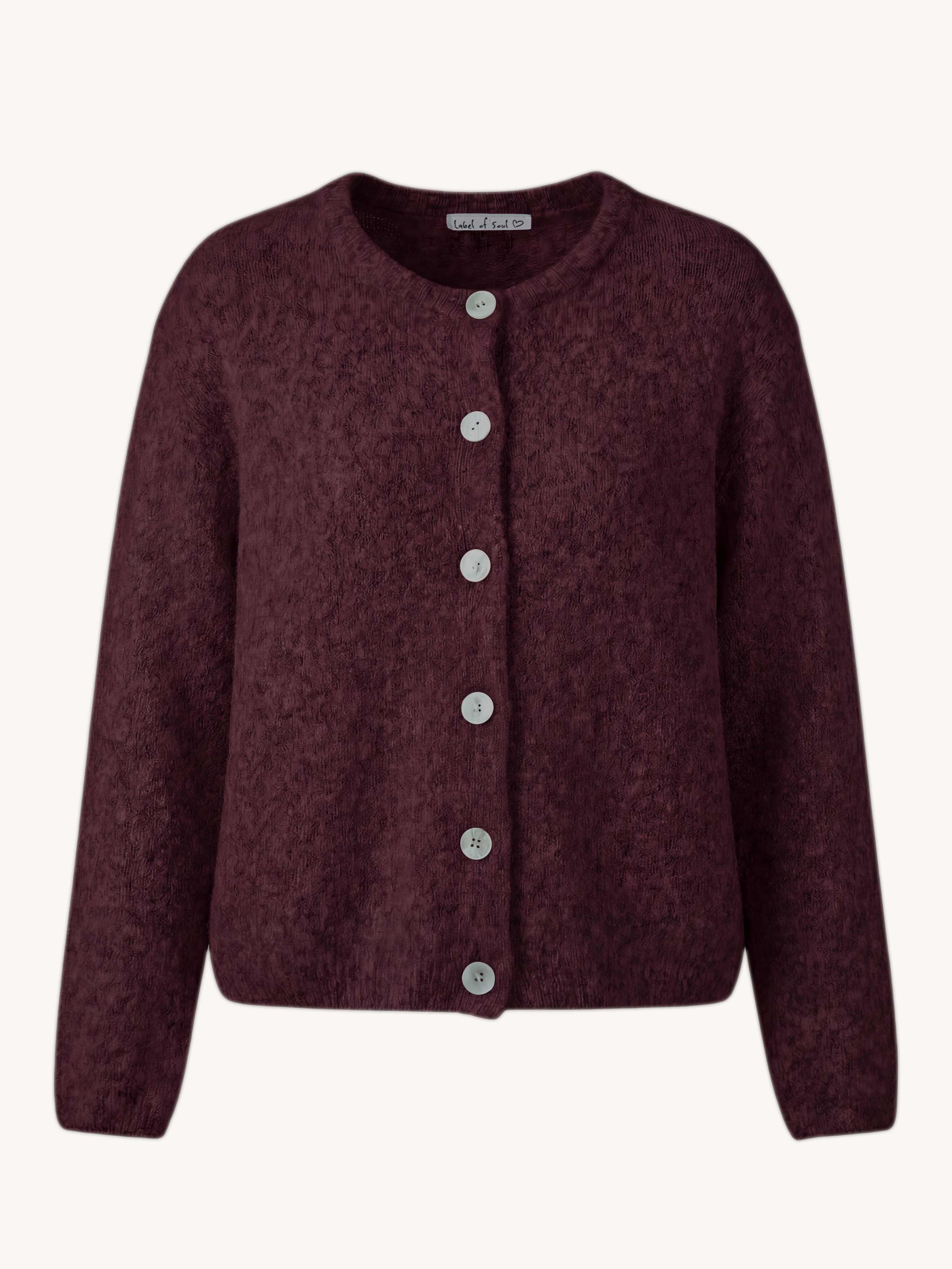 PRE-ORDER: Soft Strickjacke mit Alpakawollanteil - Burgundy