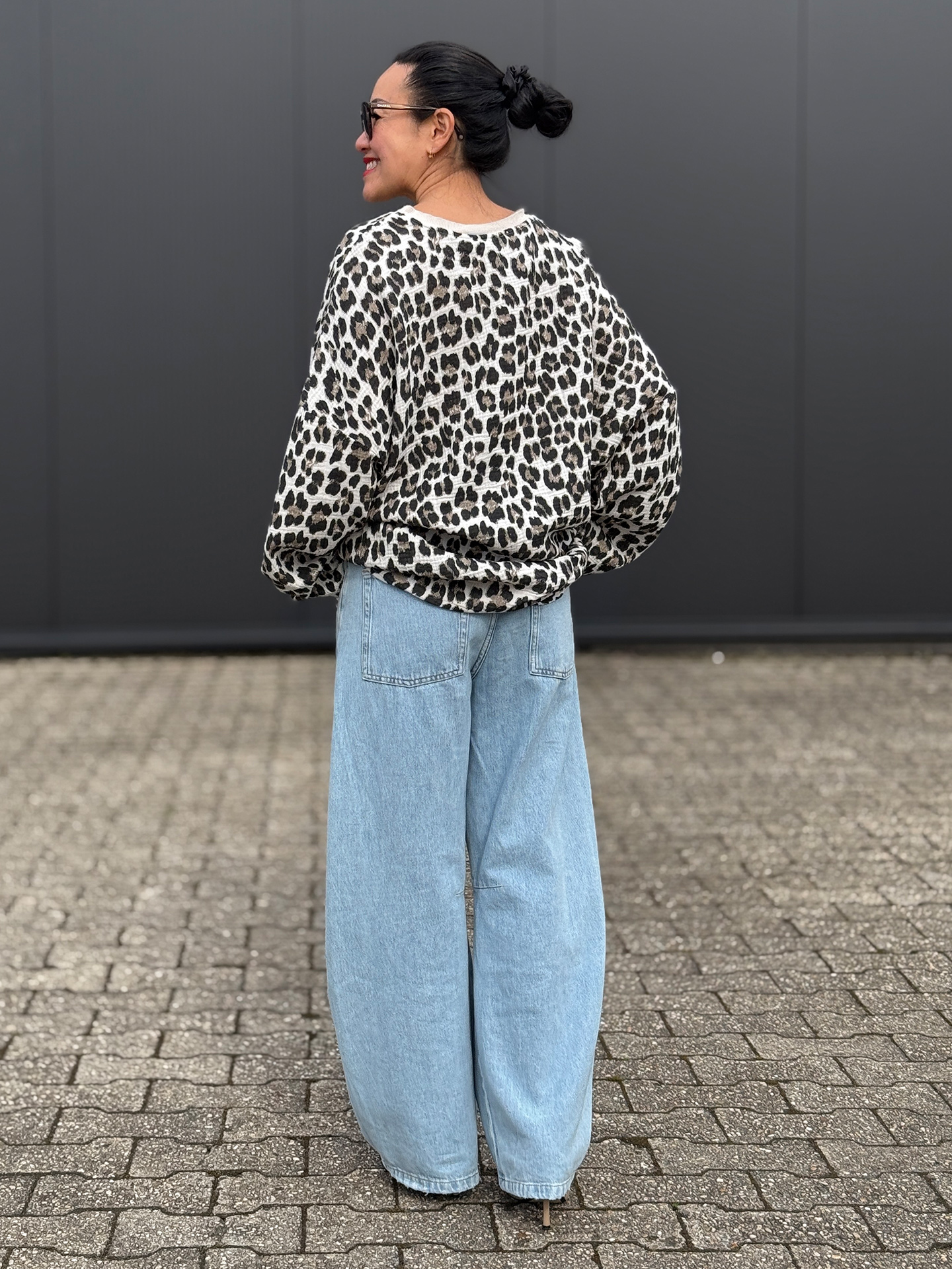 Musselin Oversize Sweatshirt - Leo Beige