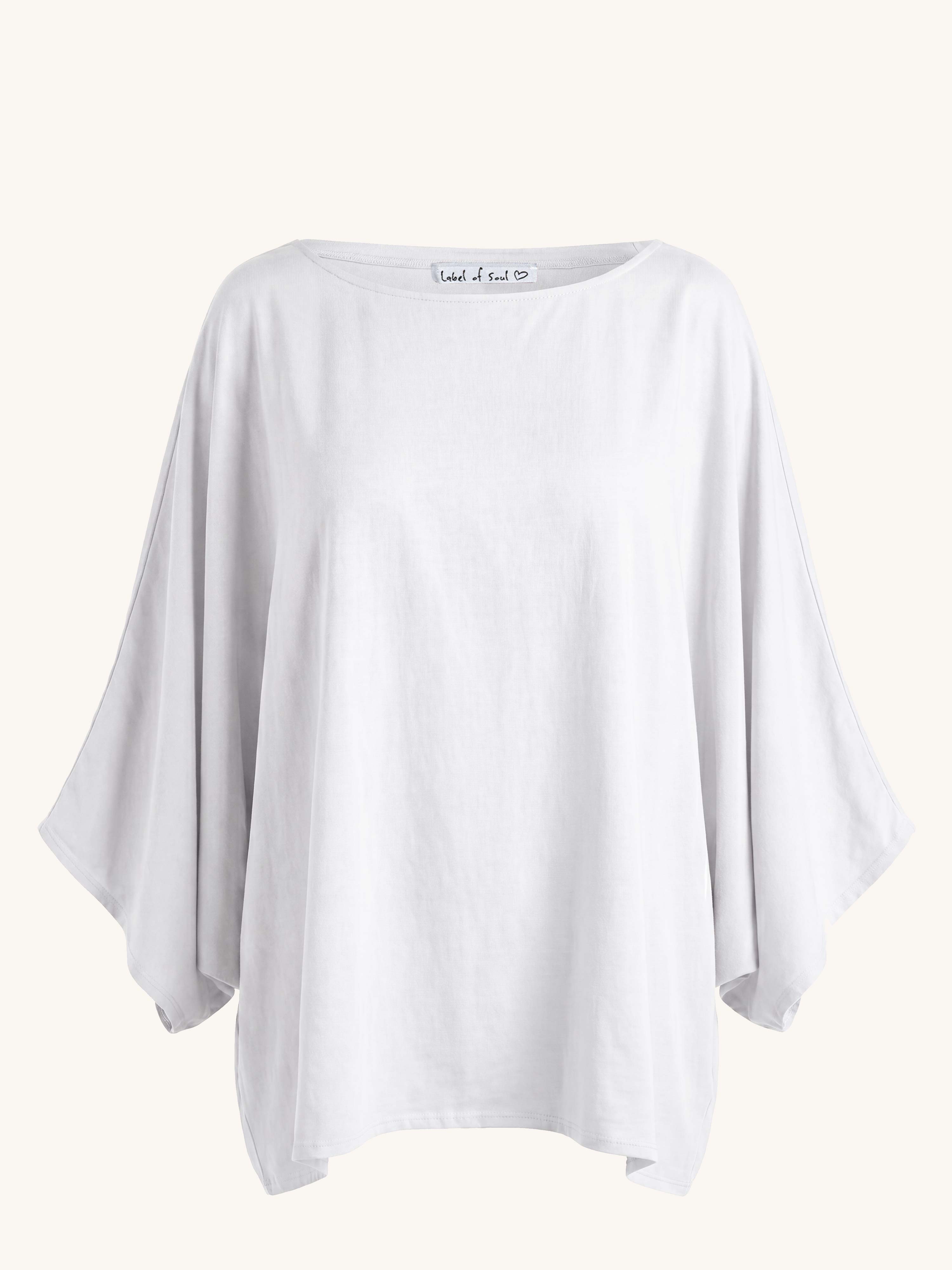 Oversize Cotton Poncho - Weiss