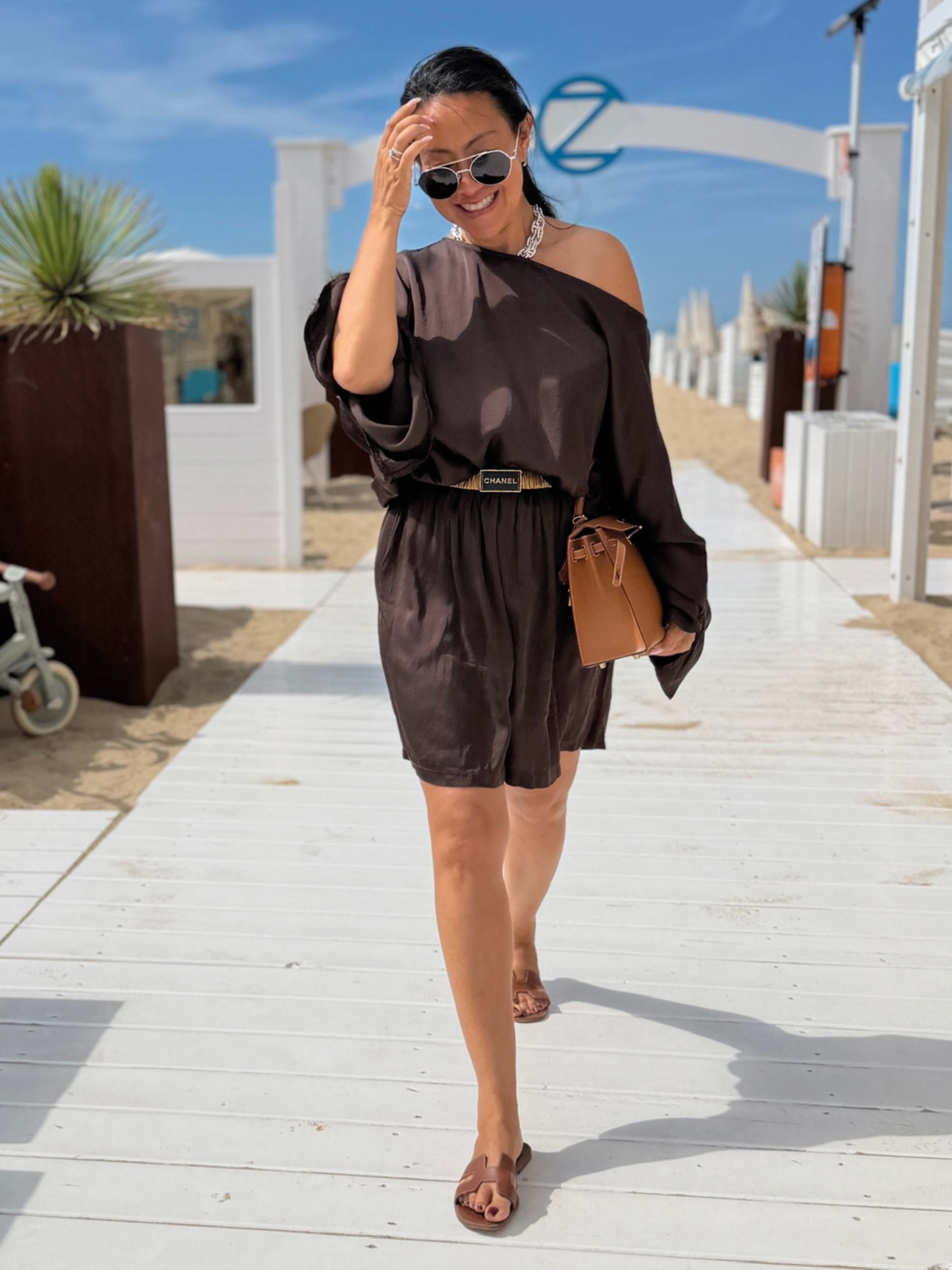Viskose Bermuda Shorts - ELEGANCE - Schoko