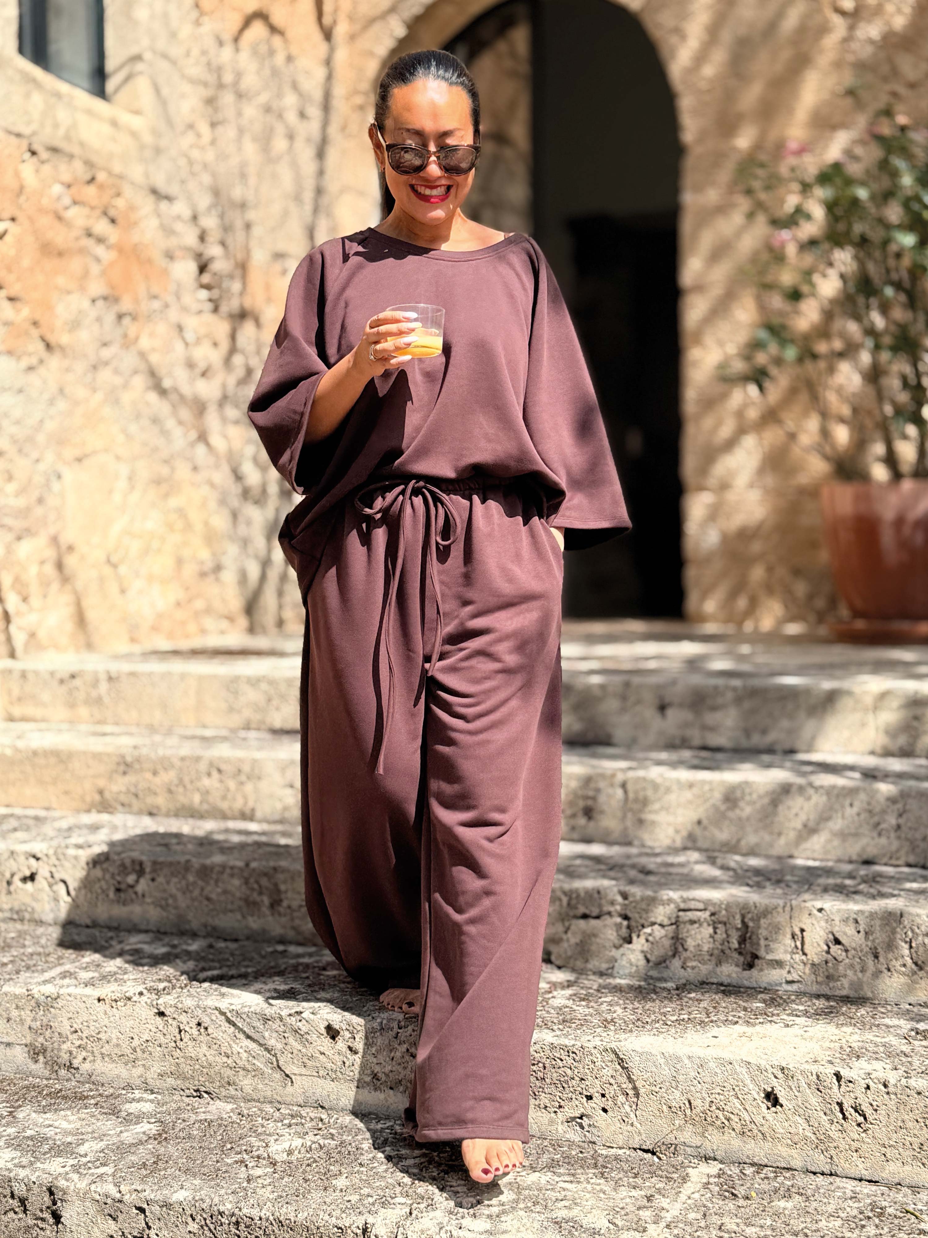 Basic Oversize Palazzo Hose - CURVY - Schoko