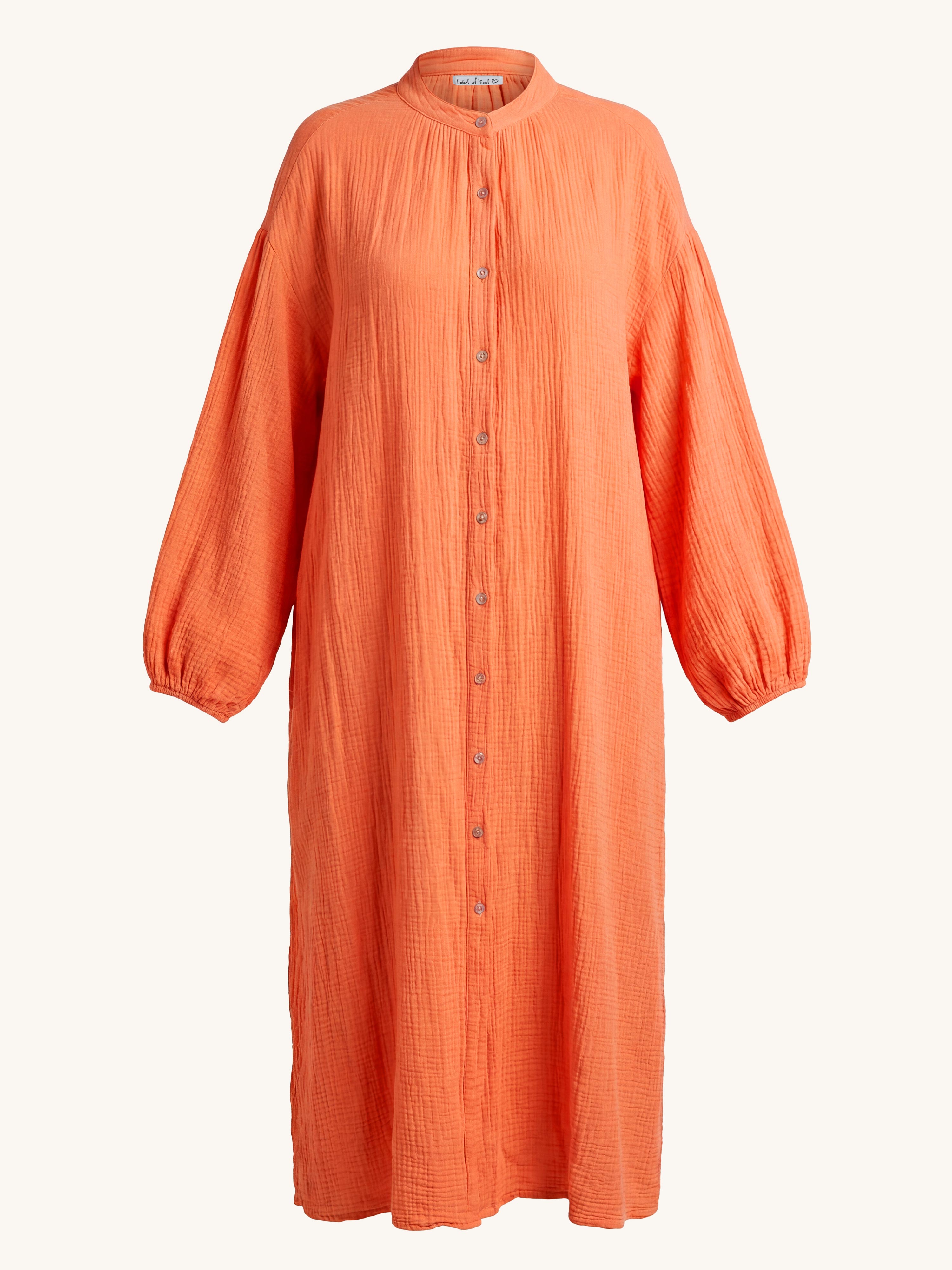 Musselin Oversize Blusenkleid - SELINA - Sunset Orange