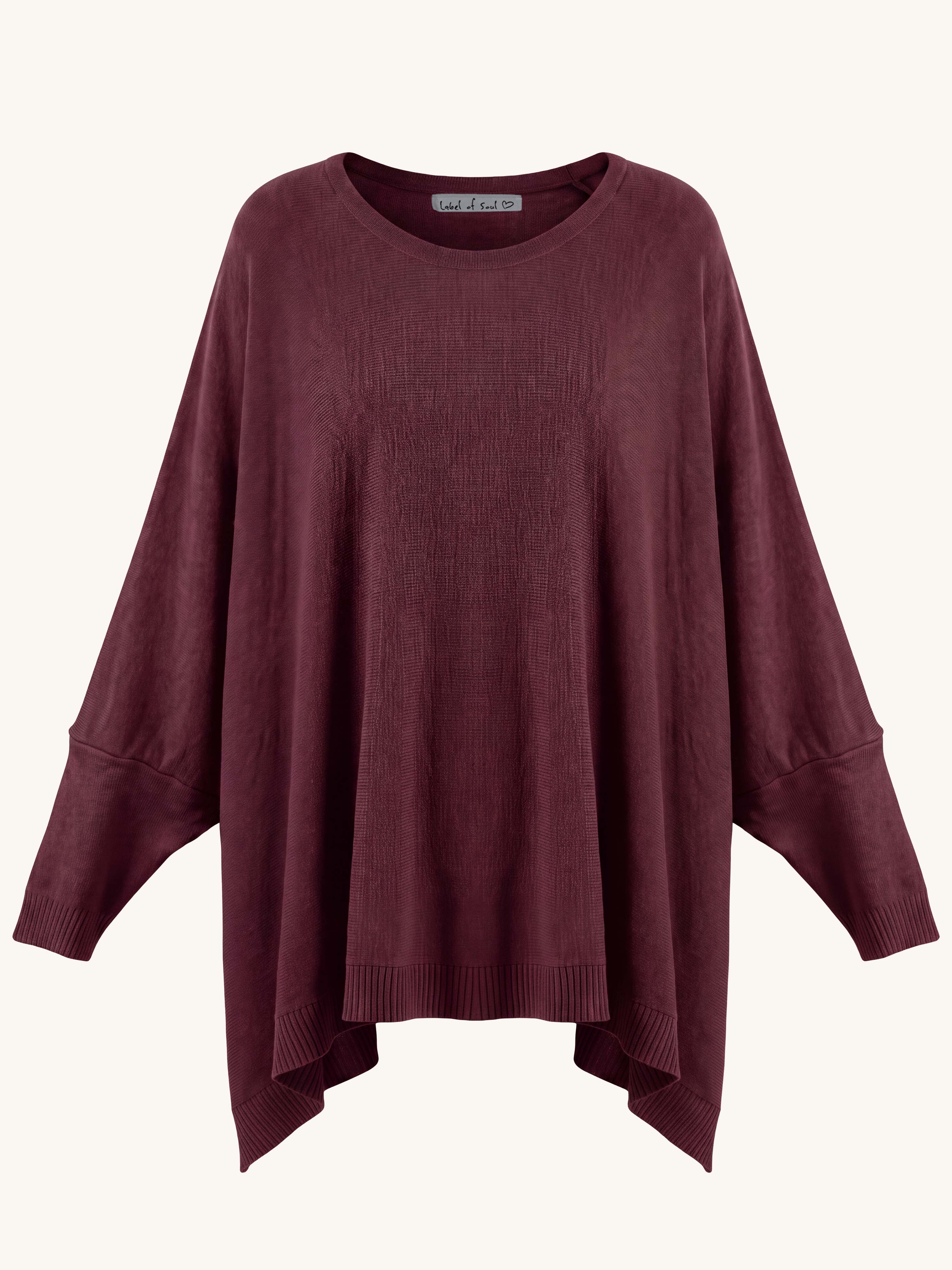 Oversize Viskose Pullover CURVY - Burgundy
