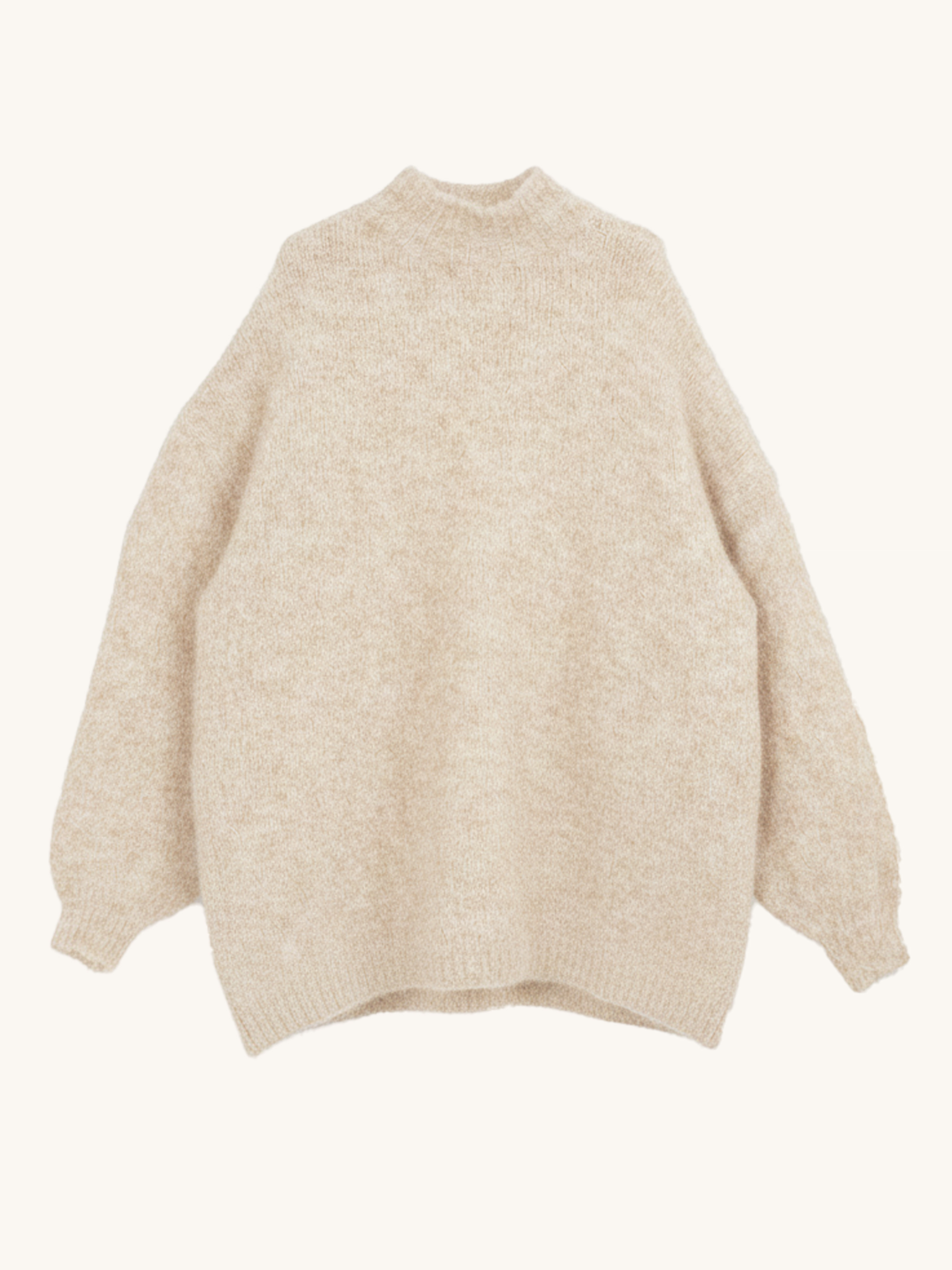 Oversize Stehkragen Strickpullover mit Alpakawollanteil - Creme Oversize Stehkragen Strickpullover mit Alpakawollanteil - Creme