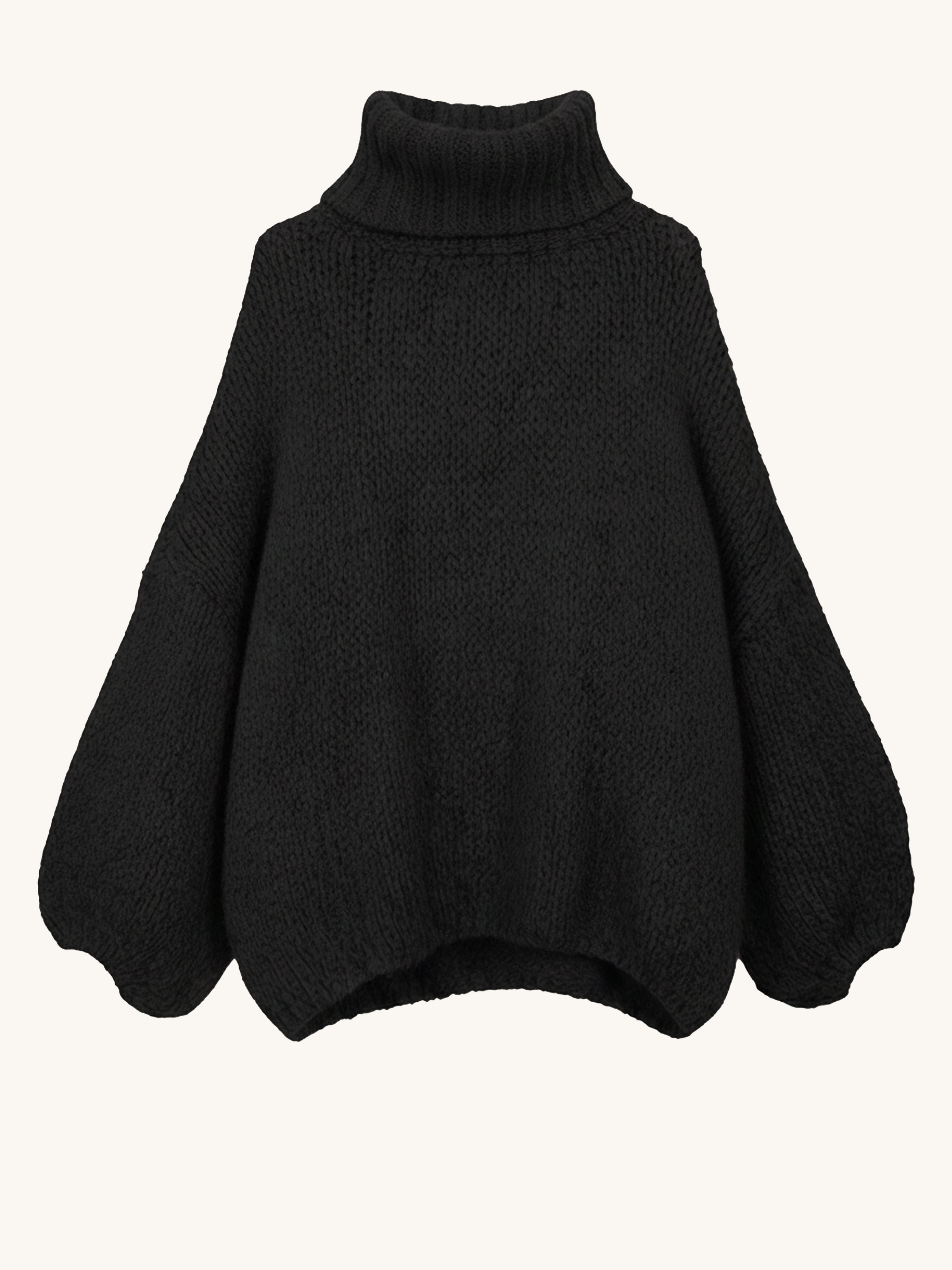 Oversize Pullover mit Schalkragen - FLAUSCHI - Schwarz