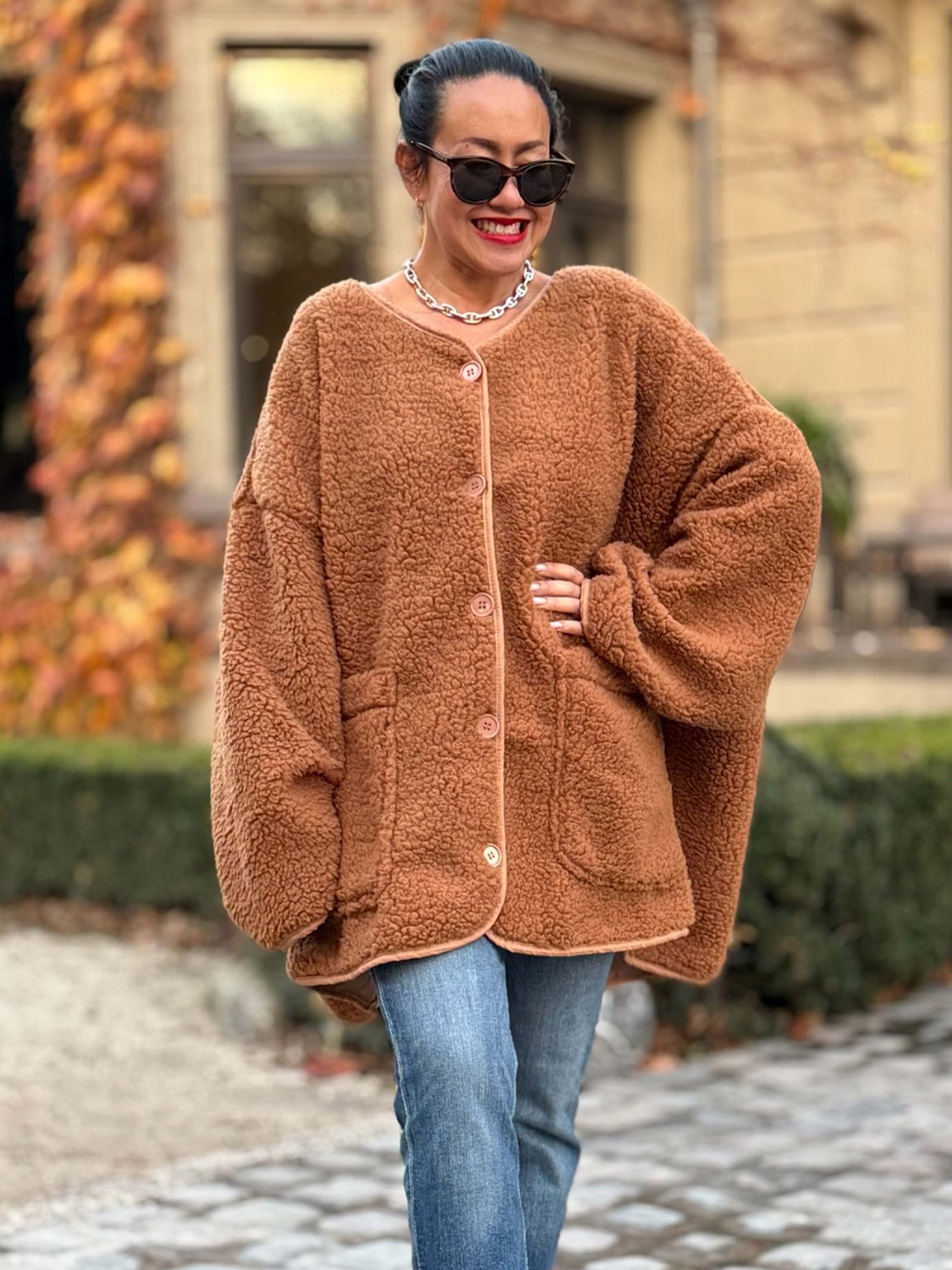 Teddylook Oversize Jacke - ICON - Camel