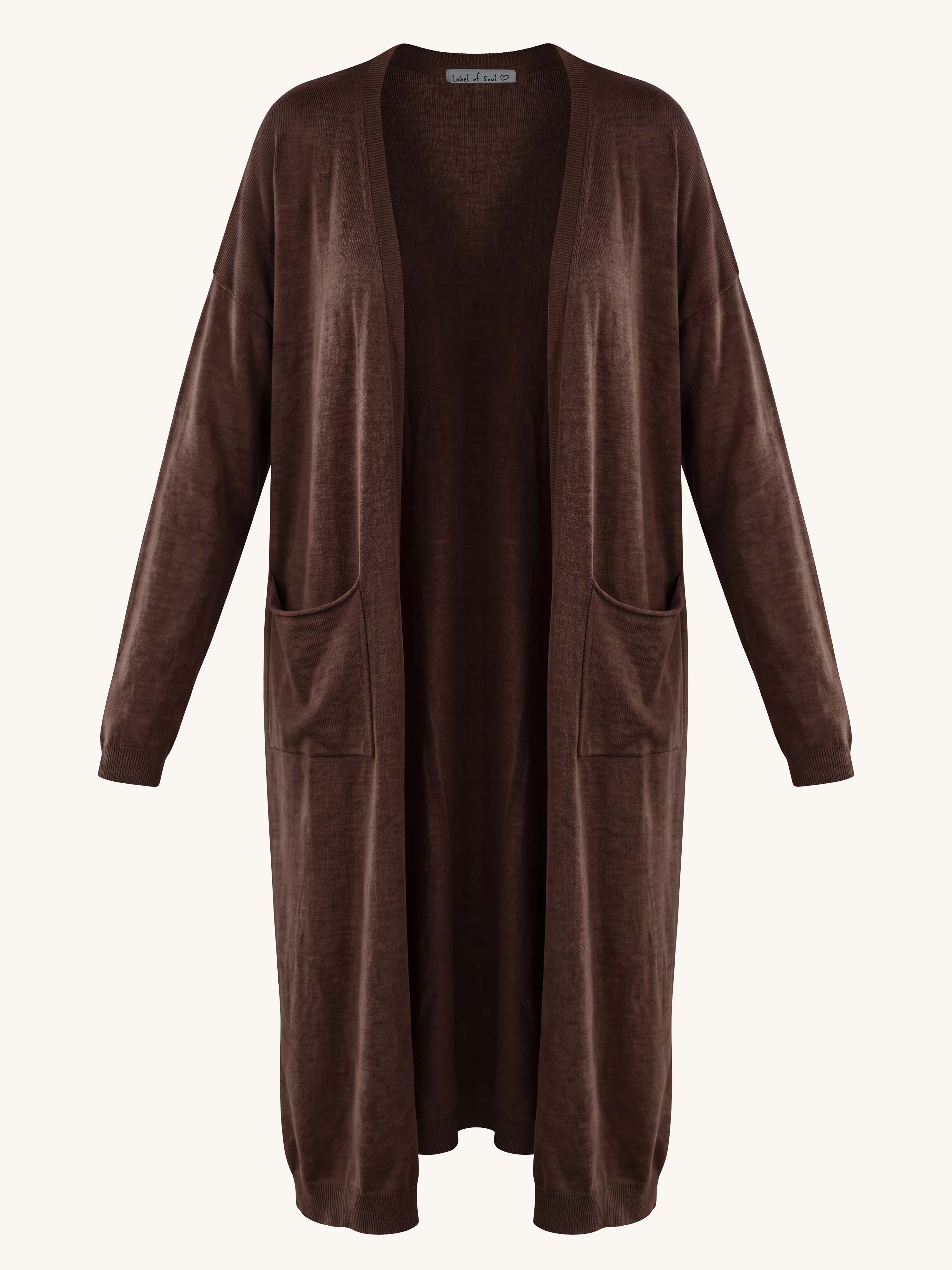 Leichte Oversize Viskose Strickjacke - LONG - Schoko