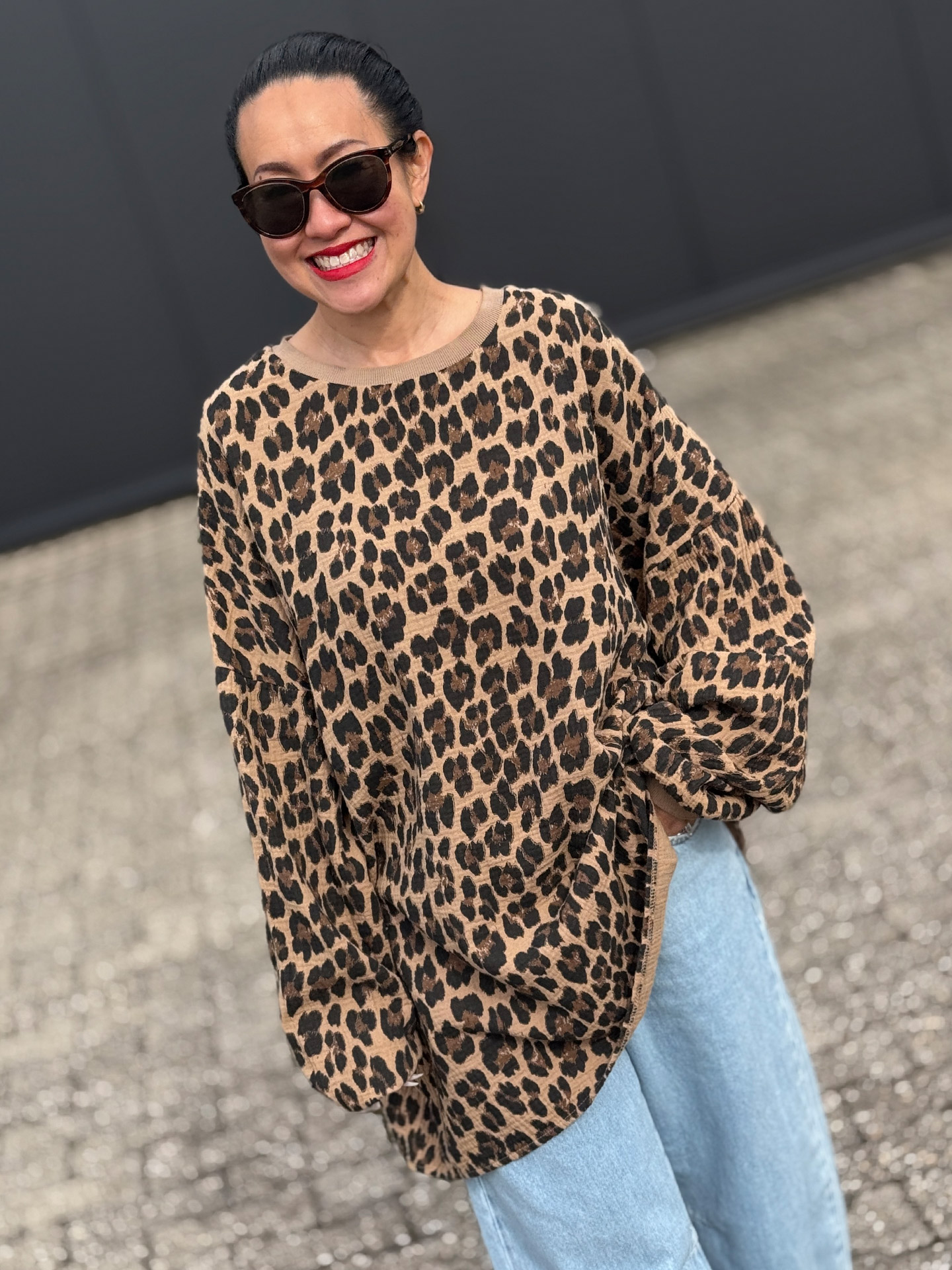 Musselin Oversize Sweatshirt - Leo Camel