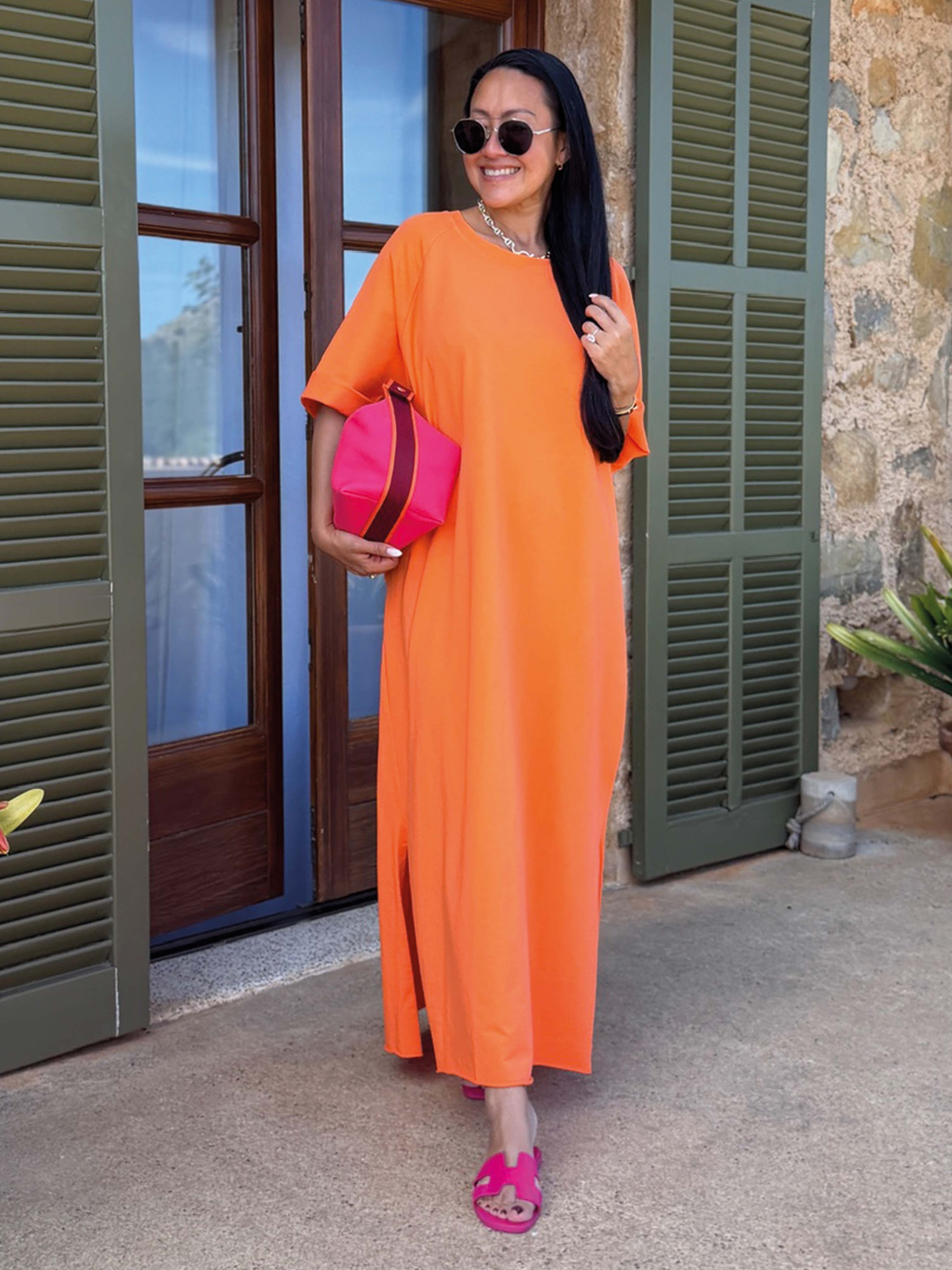 Oversize Sweatkleid - Juicy Orange