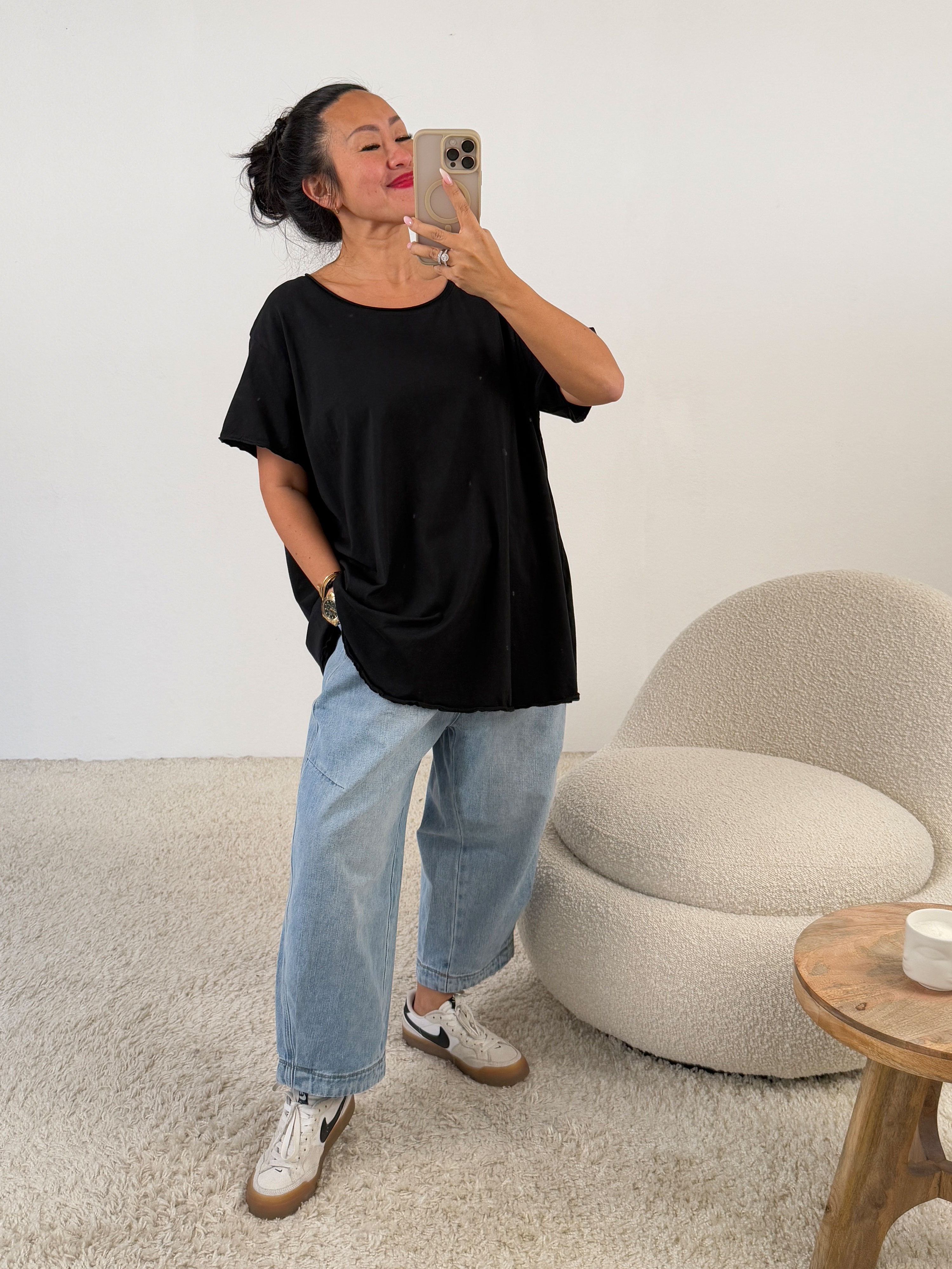 Basic Kurzarmshirt - Schwarz