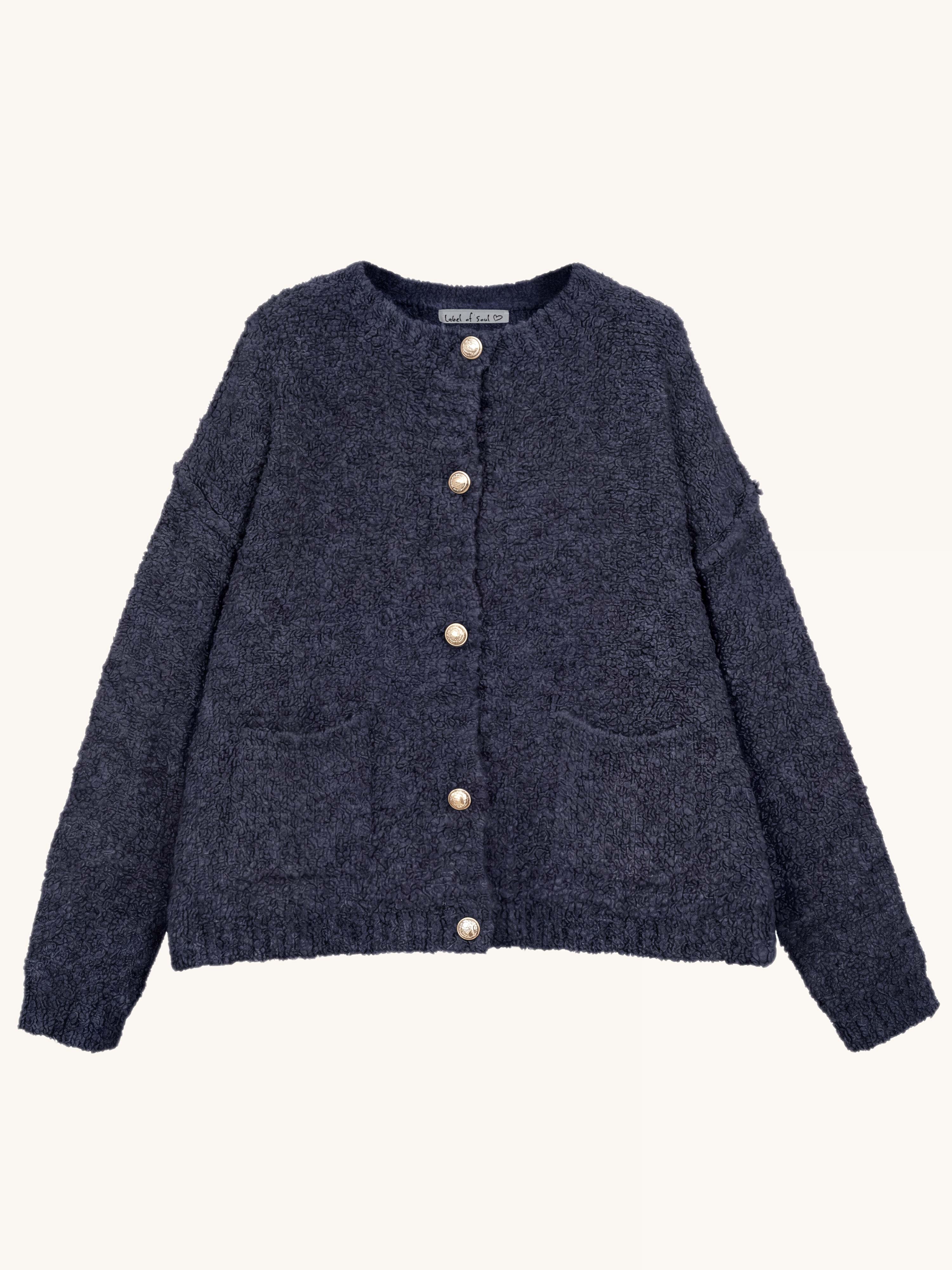 PREMIUM Bouclé Cardigan - Navy