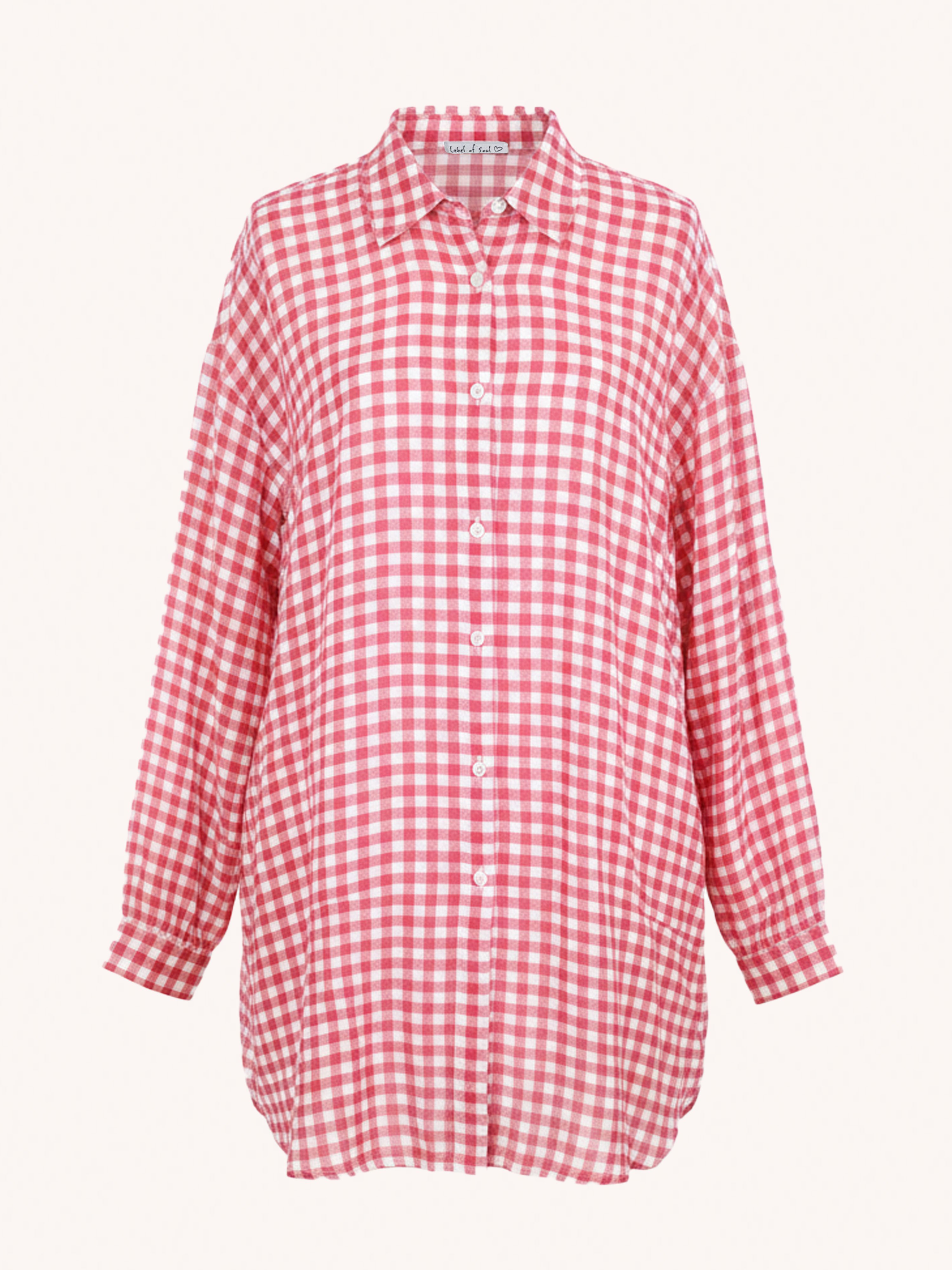 Musselin Long Oversize Bluse - Must Have - KARO Rot