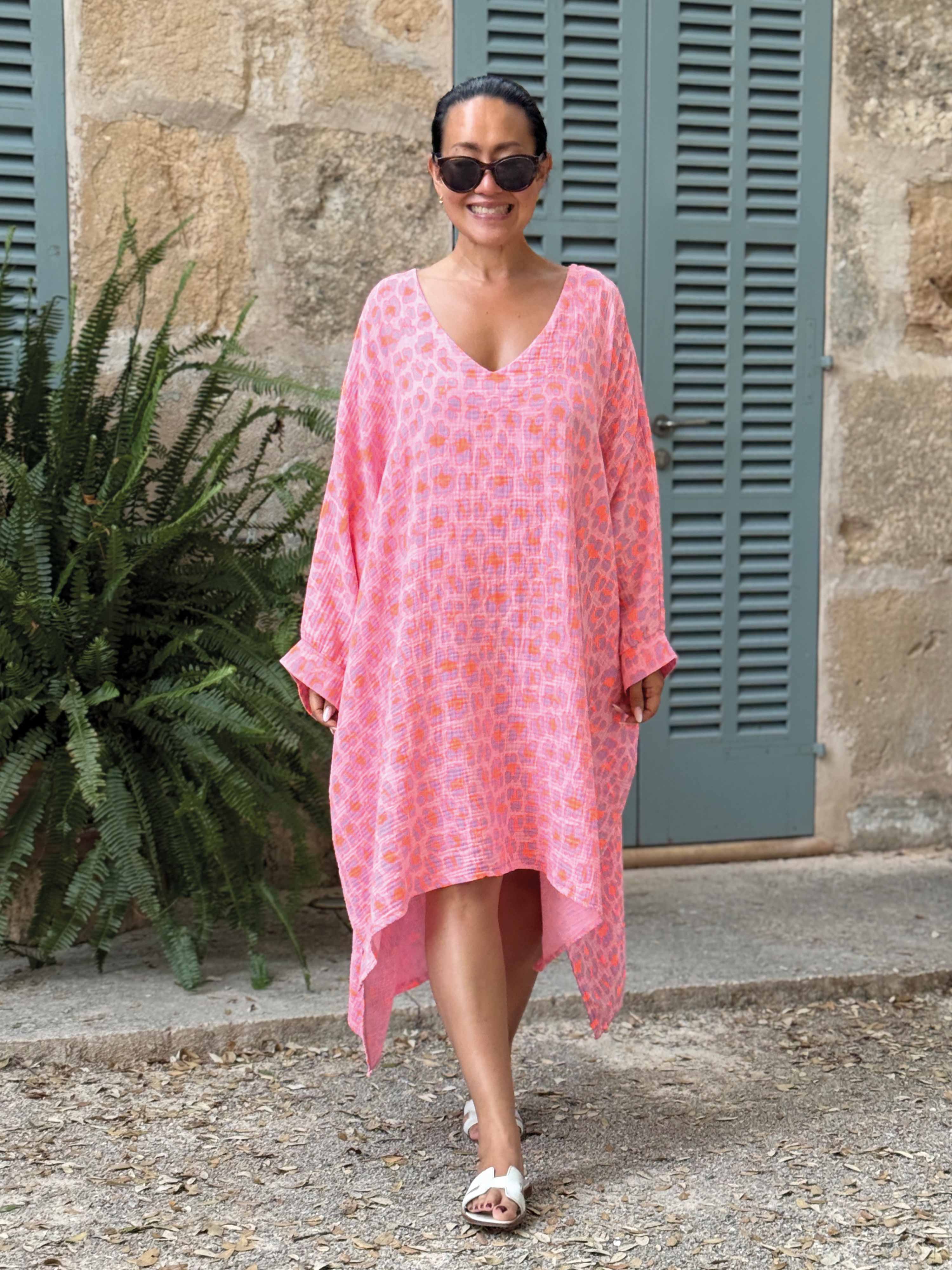 Oversize Musselin Blusen Poncho - Leo Candy Oversize Musselin Blusen Poncho - Leo Candy