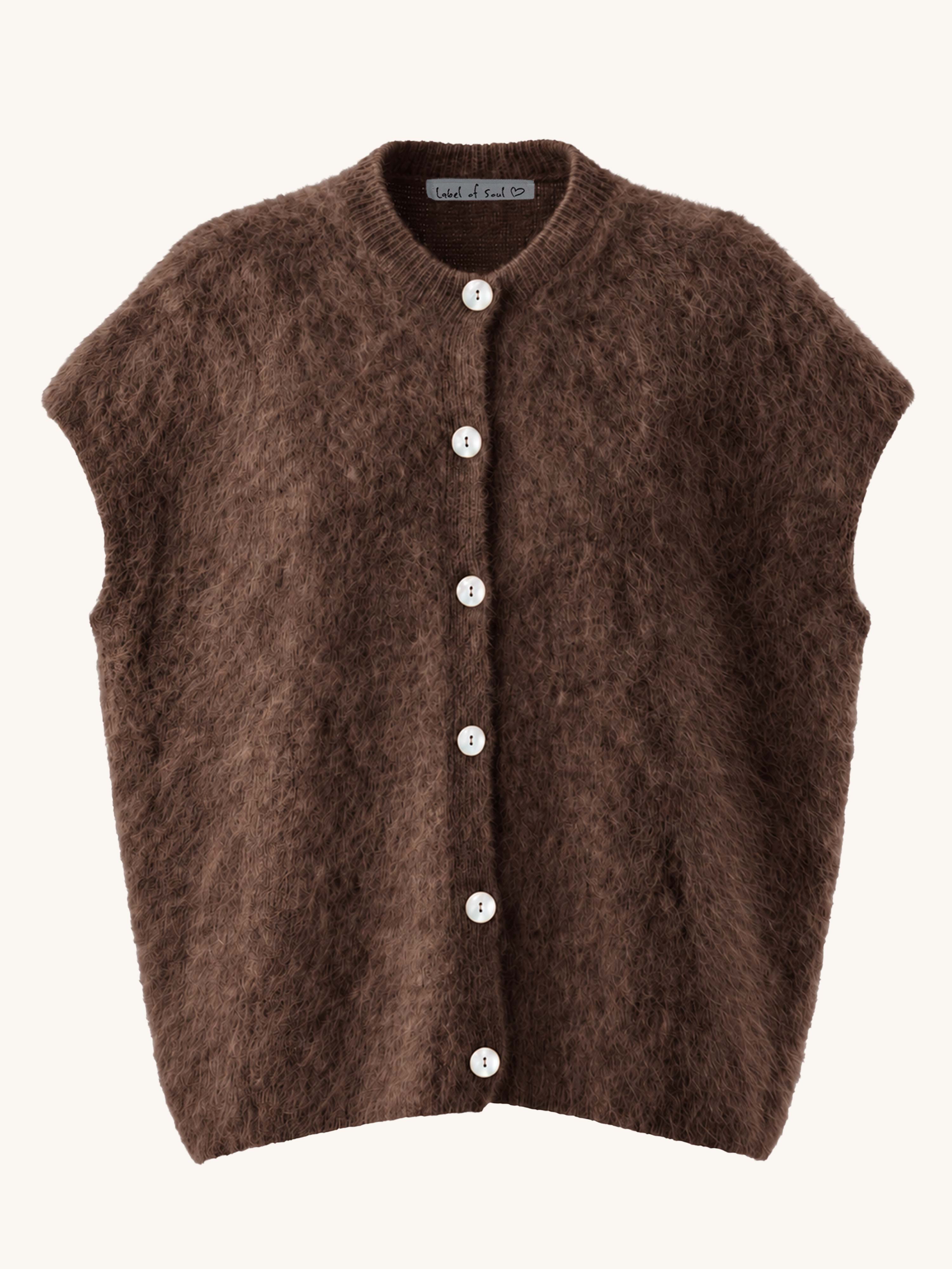 Oversize Strickweste - FLUFFY - Schoko