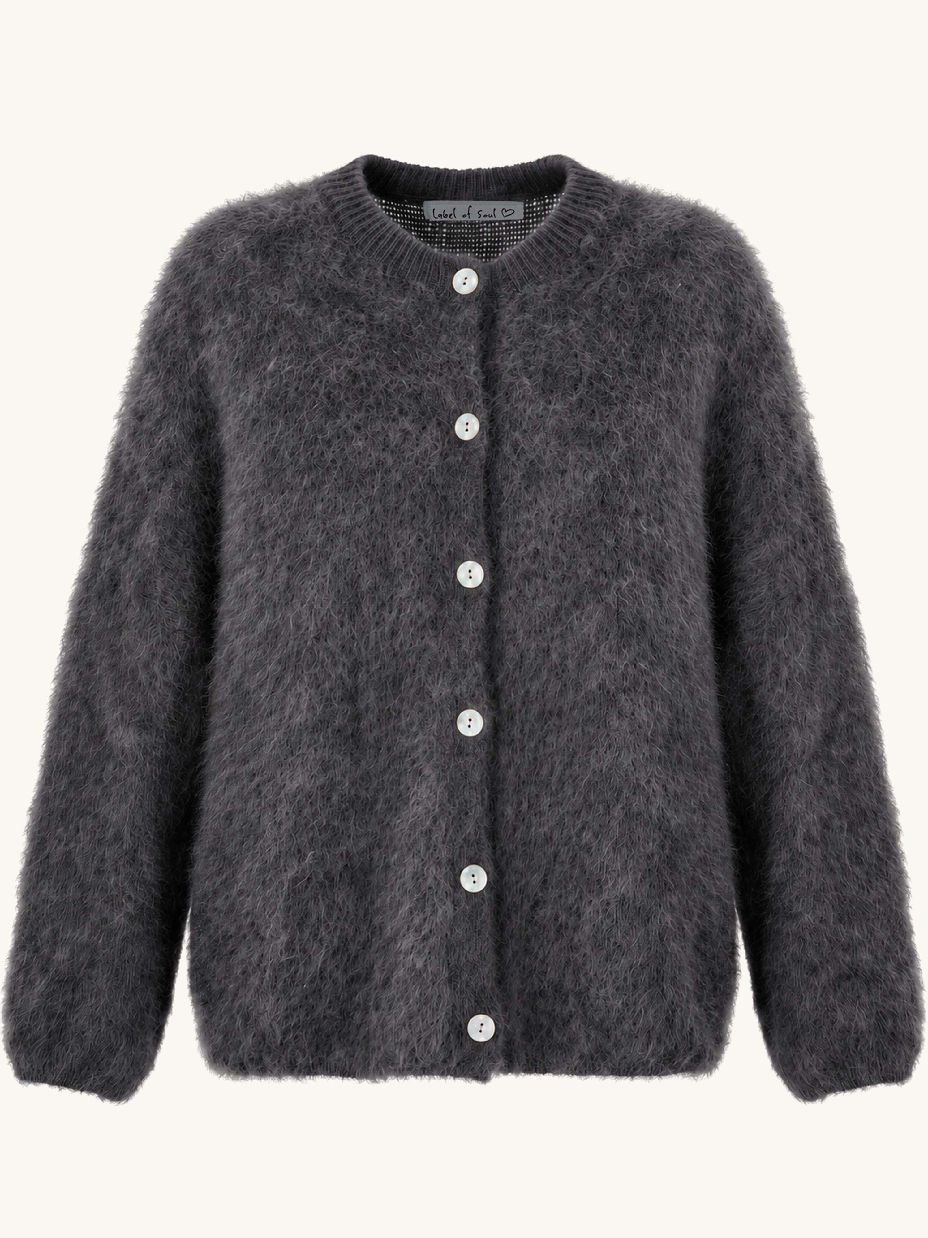 Oversize Strickjacke - FLUFFY - Anthrazit