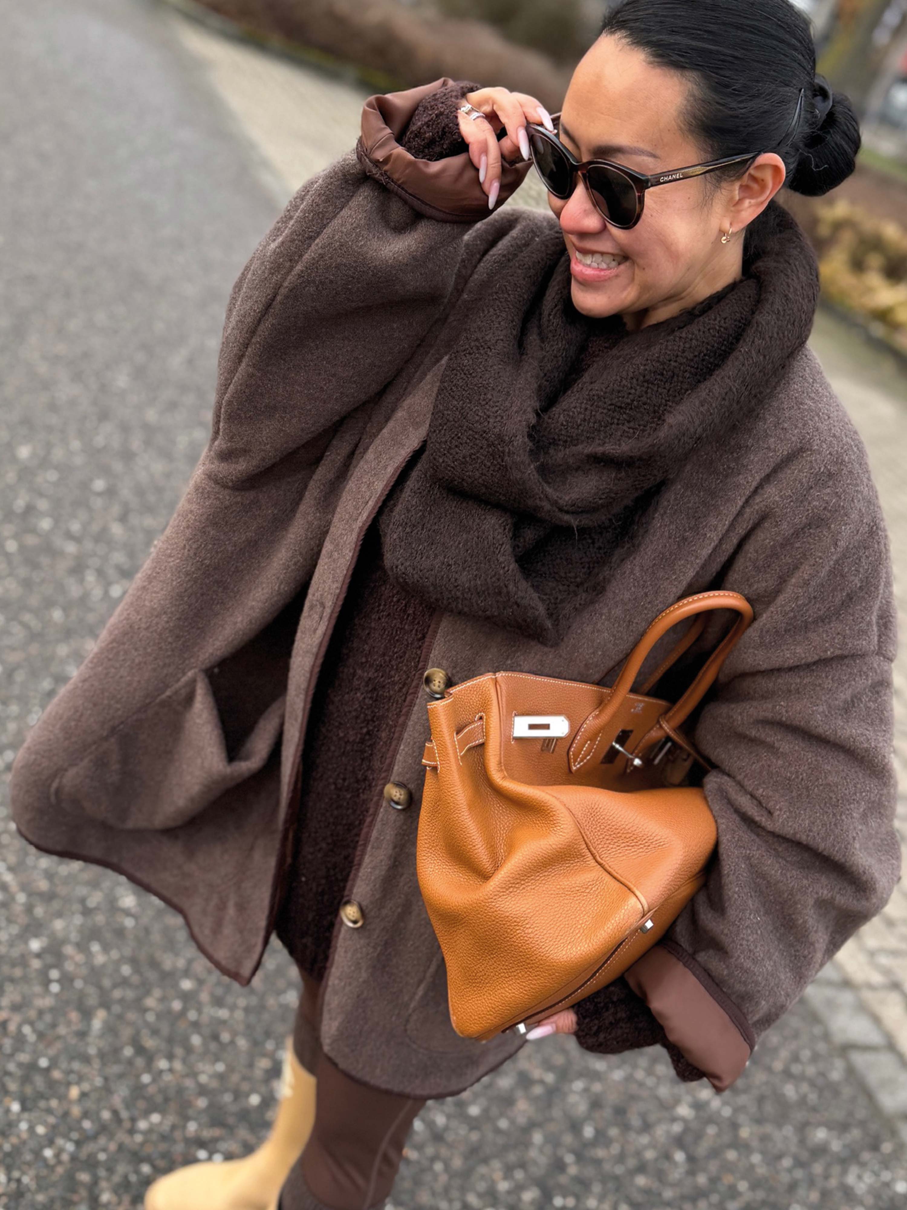 Oversize Jacke - SIGNATURE - Schoko inkl. Gratisbrosche