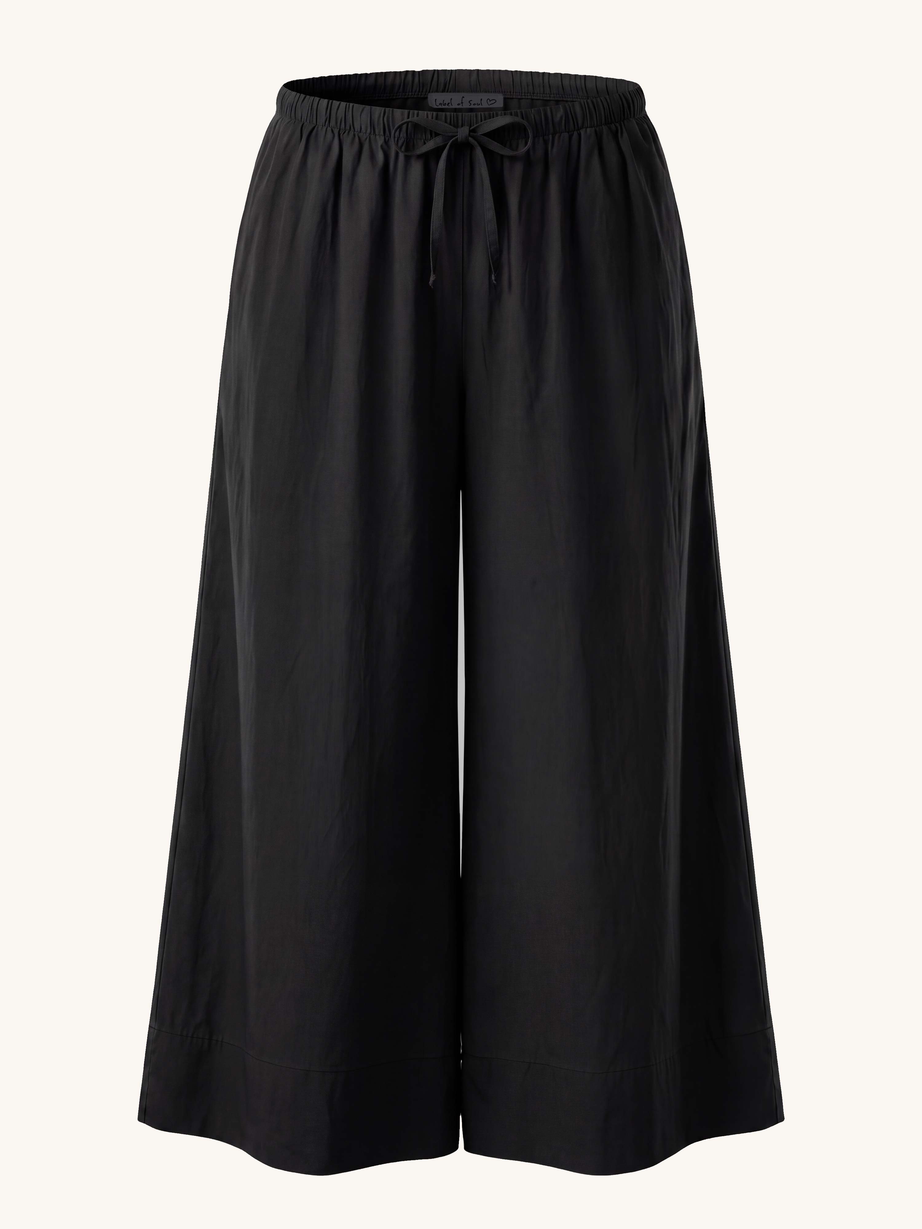 Basic Oversize Cotton Palazzo Hose - Schwarz