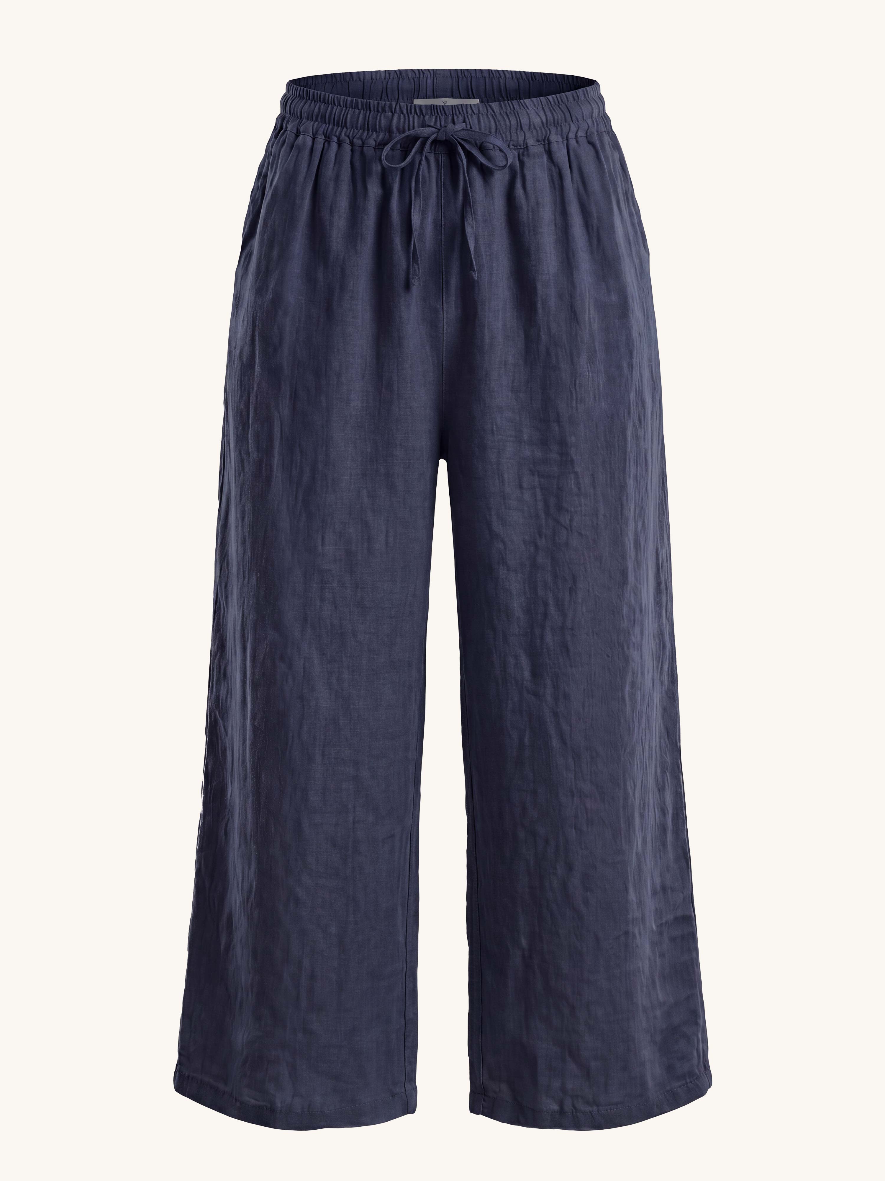 Leinen Palazzo Hose - Navy