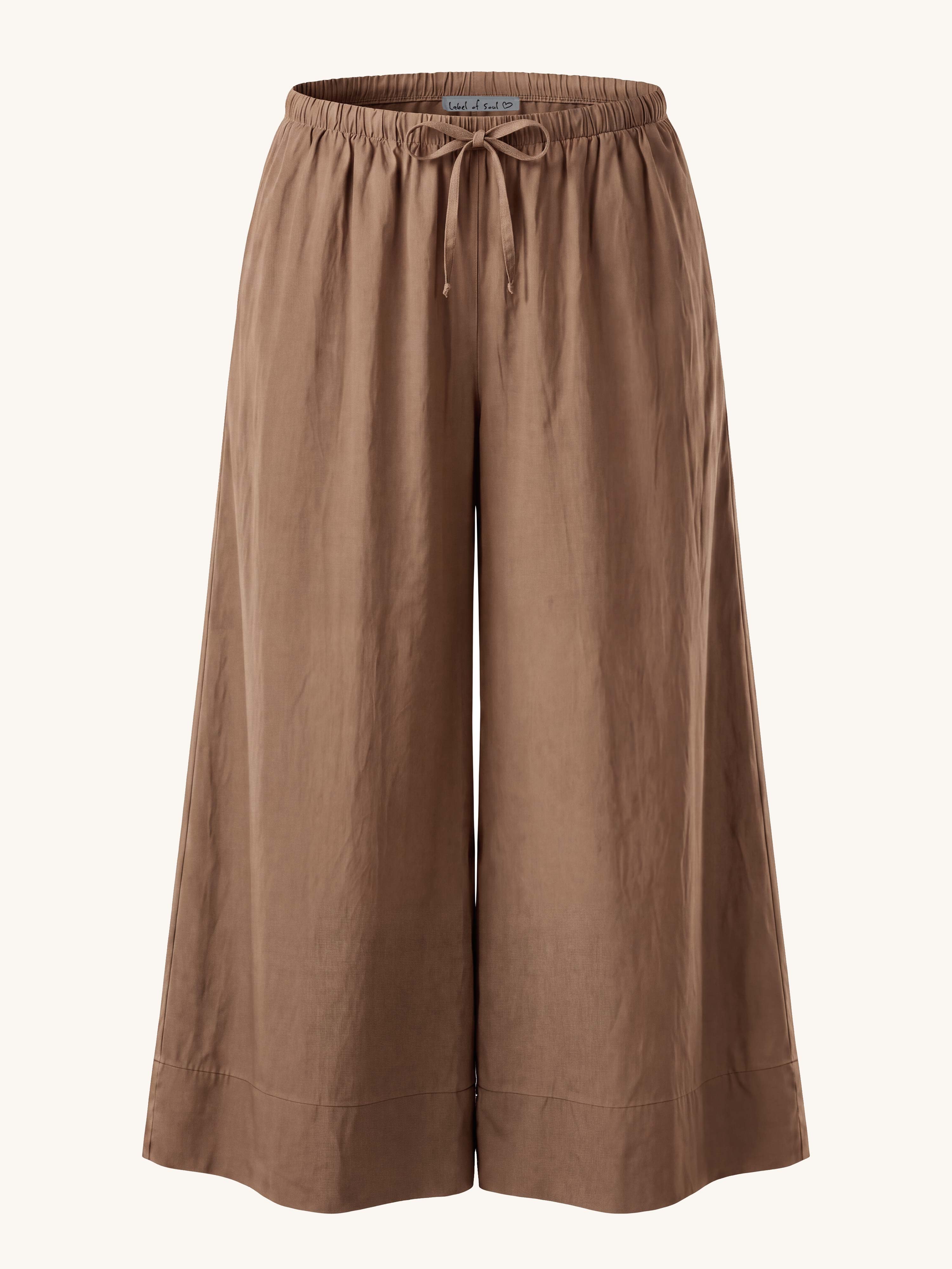 Basic Oversize Cotton Palazzo Hose - Coffee