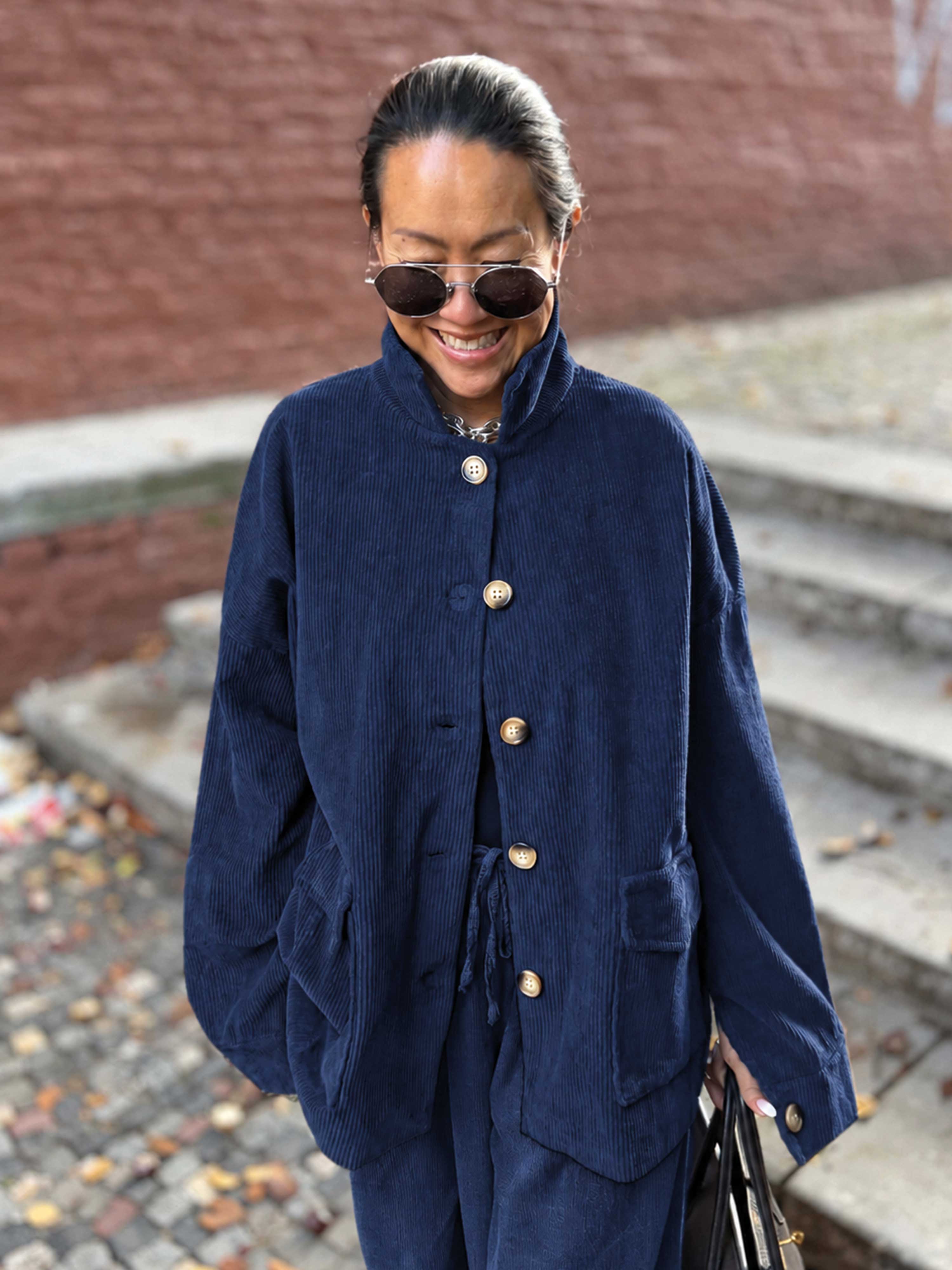 Cord Overshirt Jacke - Navy
