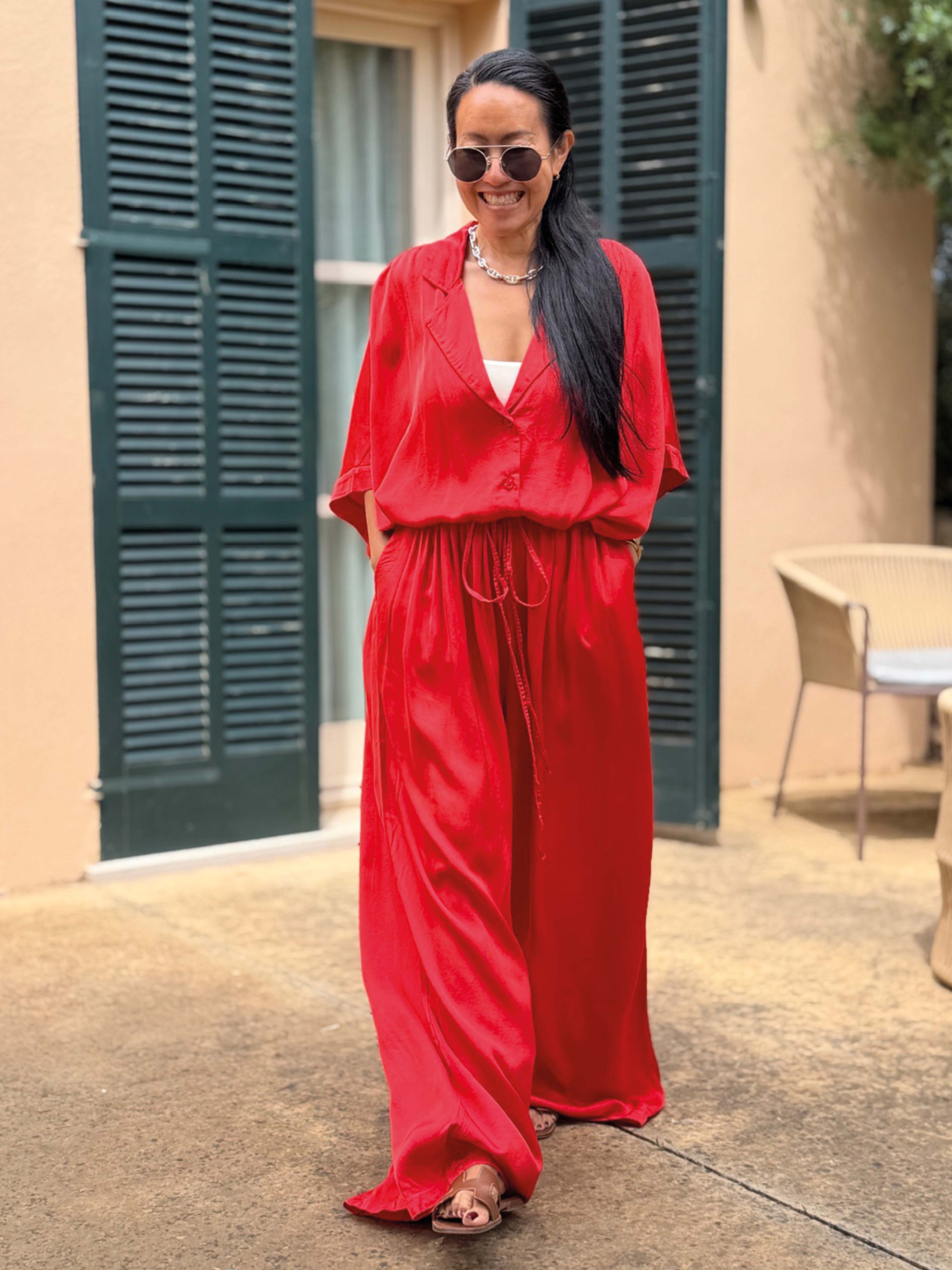 Viskose Oversize Hemdbluse - ELEGANCE - Watermelon