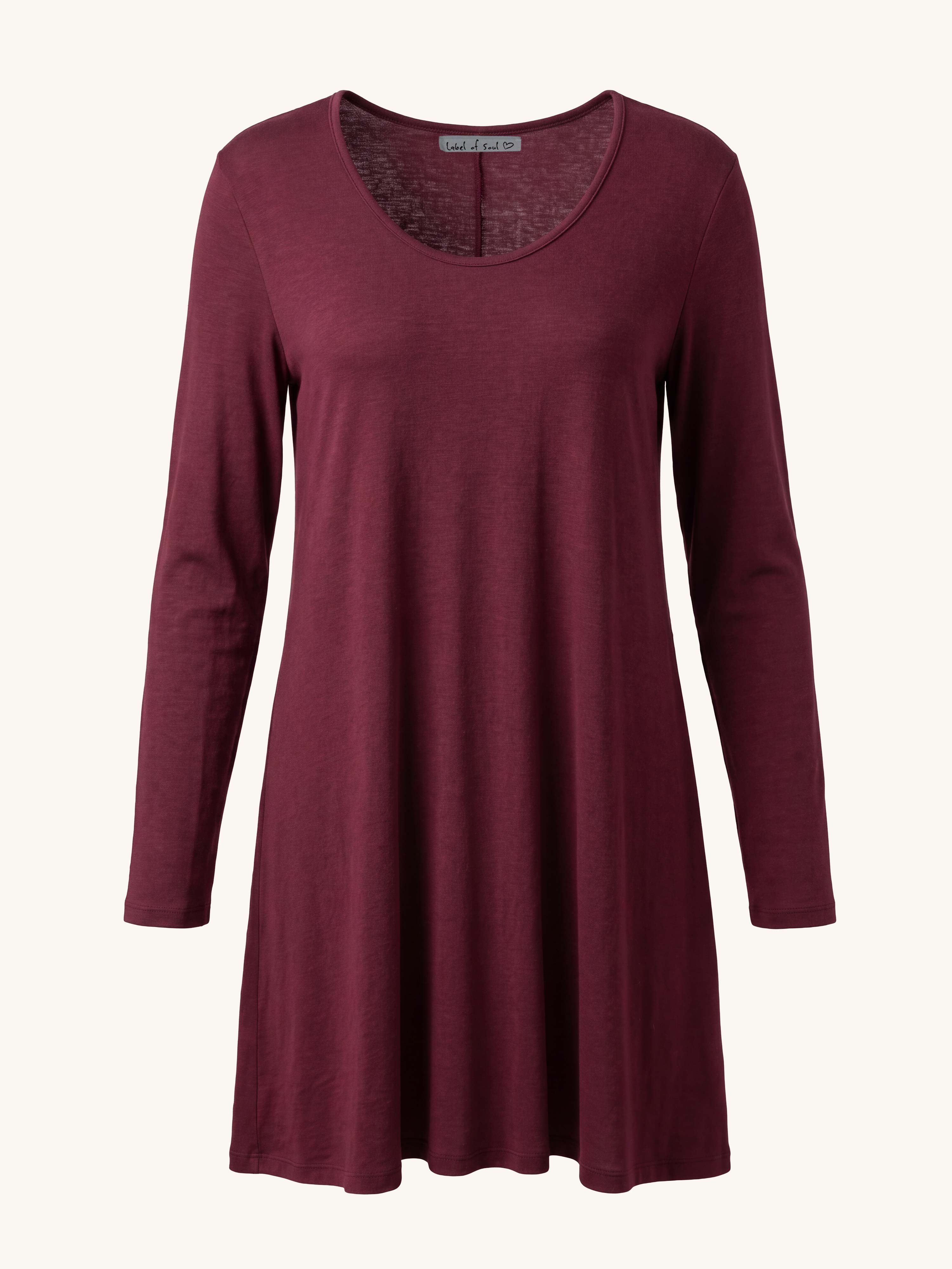 Basic Soft Longshirt in A-Linie - CURVY - Burgundy